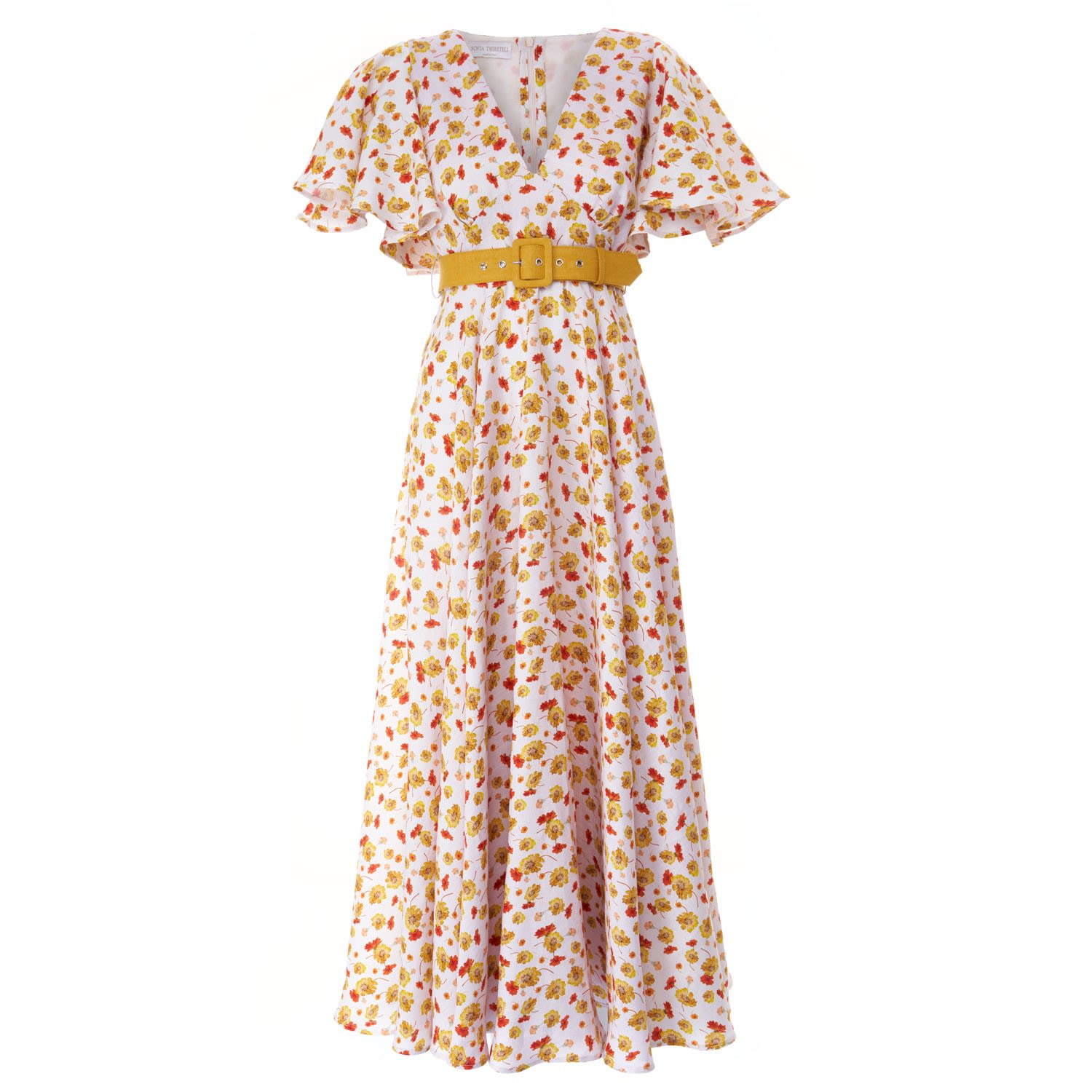 Women's White / Orange Orange Summer Linen Dress | Large | Sofia Tsereteli