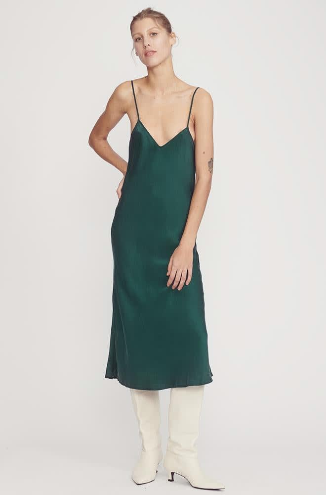 90S Slip Dress Emerald | Silk Laundry | Wolf u0026 Badger
