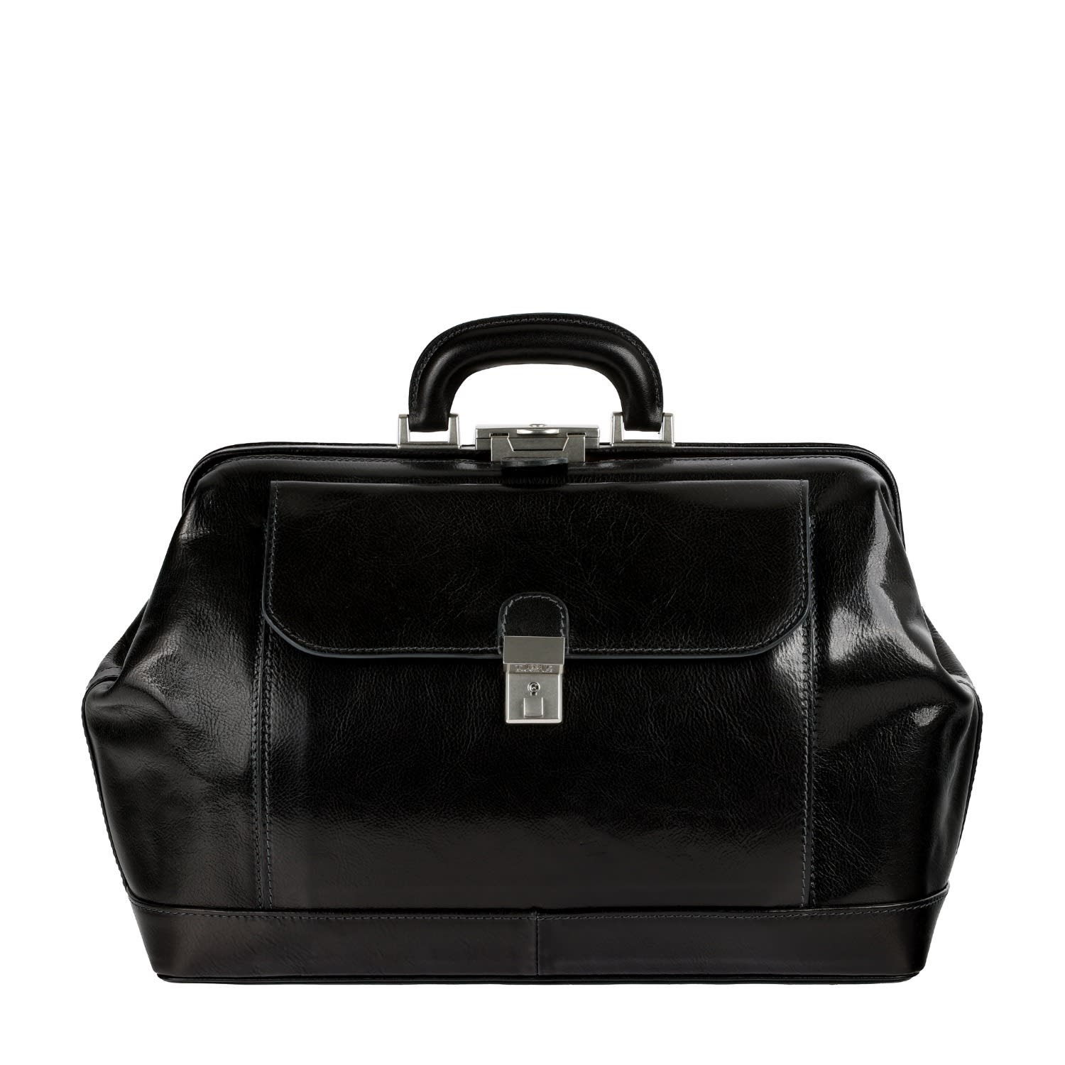 Time Resistance Men's Italian Black Leather Doctor Bag - Hamlet In Black