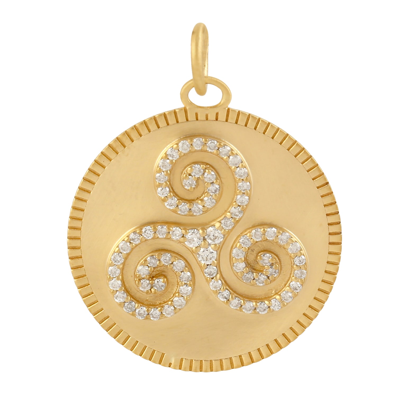 Artisan Women's Gold / White 14k Yellow Gold Pendant With Diamond Triskelion Design In Gold