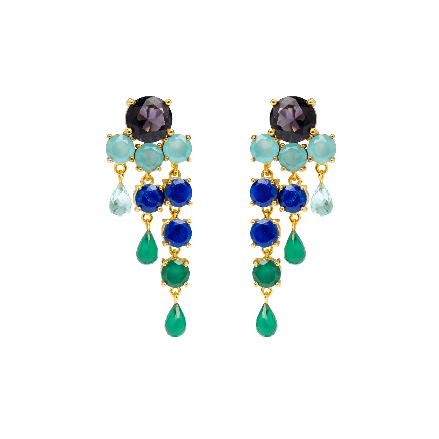Lavani Jewels Women's Purple / Green / Blue Dark Blue & Green Adoration Earrings In Multi