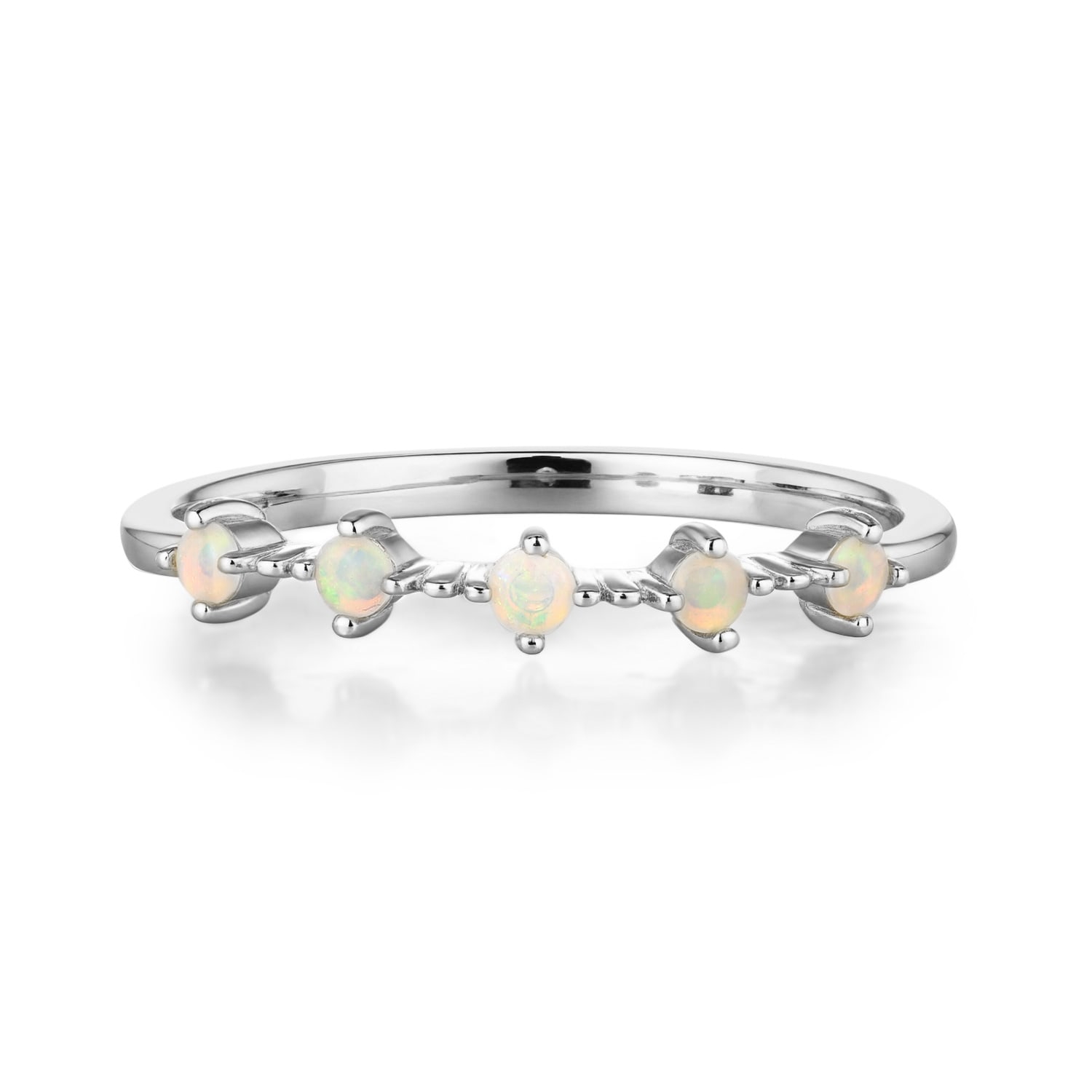 Azura Jewelry New York Women's Silver Celestial Opal Ring White Gold Vermeil
