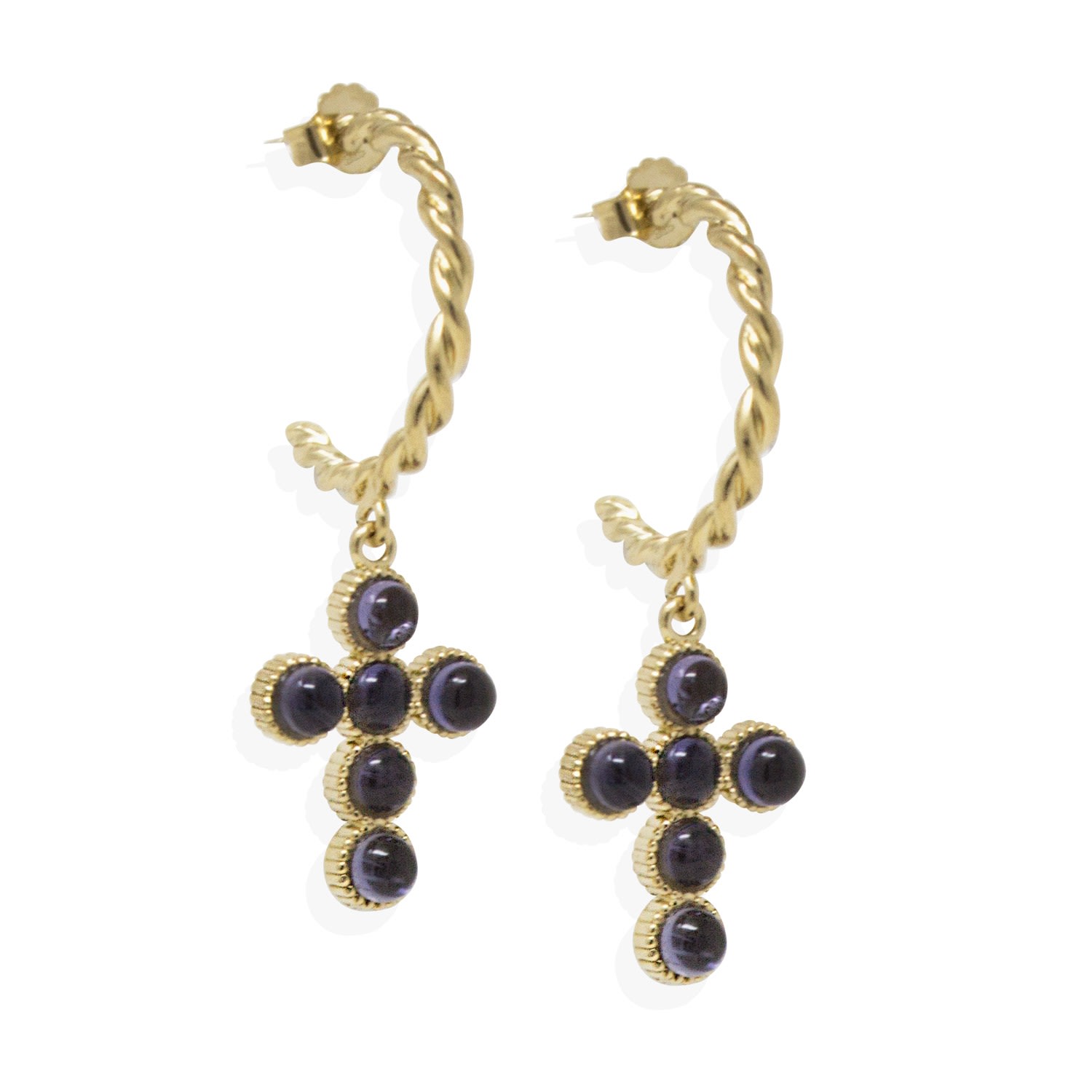 Women’s Blue Hope Gold-Plated Iolite Hoop Earrings Vintouch Italy