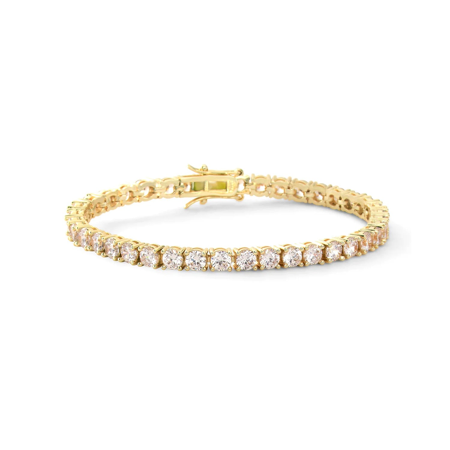 Women's Triple Excellent Cut C.z Tennis Bracelet In Yellow Gold Vermeil - Sterling Silver | Vicstonenyc Fine Jewelry