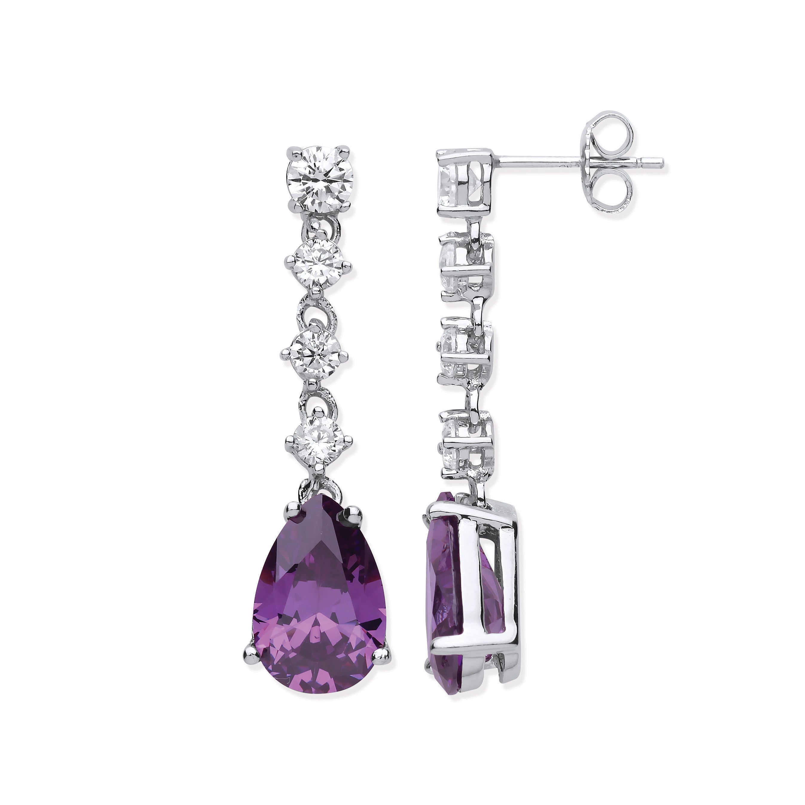 Women&rsquo;s Purple / Silver Regal Twilight Sterling Silver Drop Earrings | Mejoma