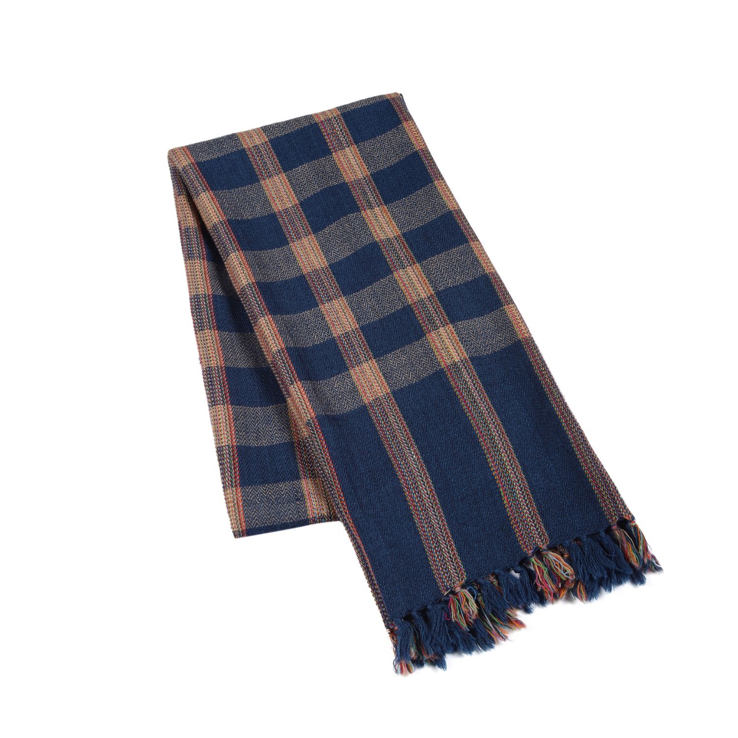 Heritagemoda Men's Blue / Neutrals Navy Blue Tartan Plaid Wool Scarf In Blue