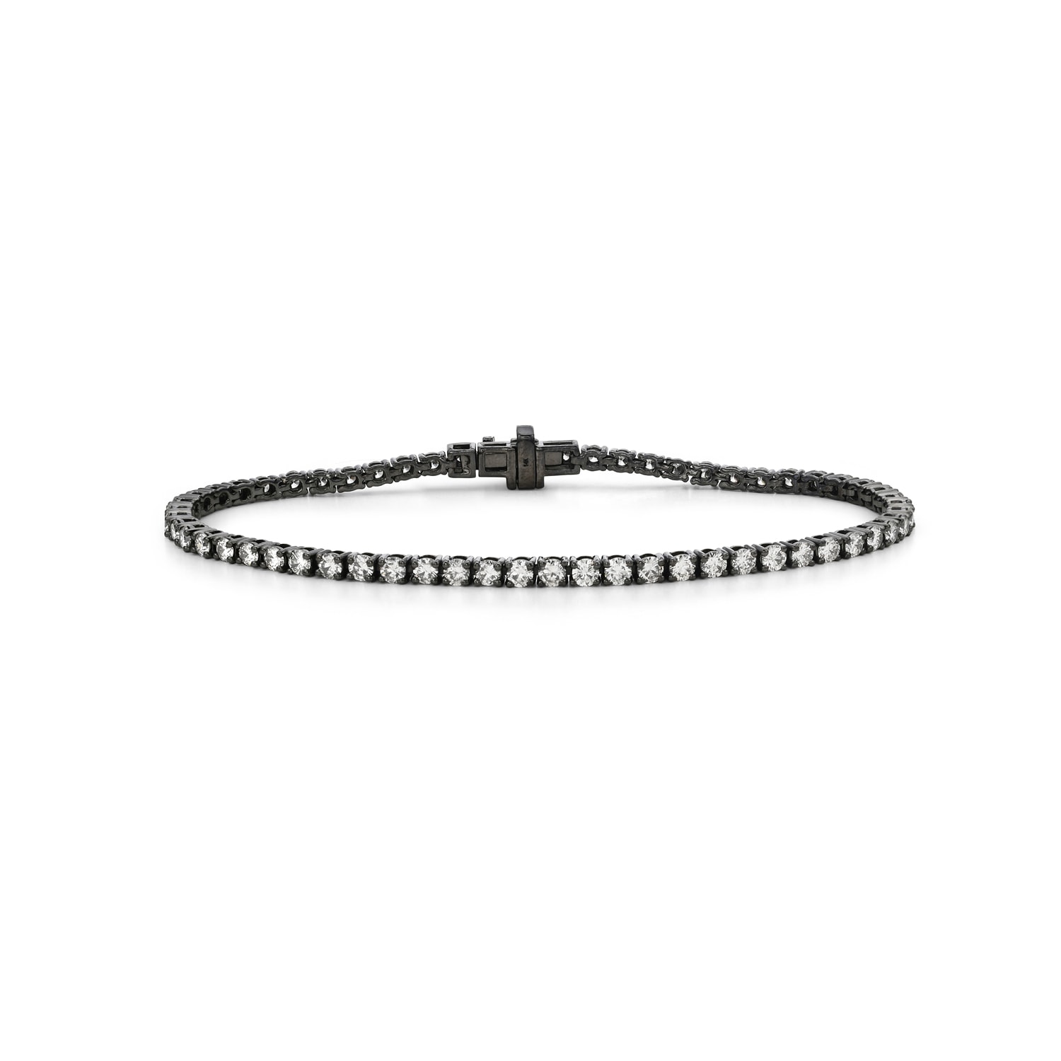 Artisan Women's White 14k Gold With Natural Diamond Tennis Design Bracelet In Black