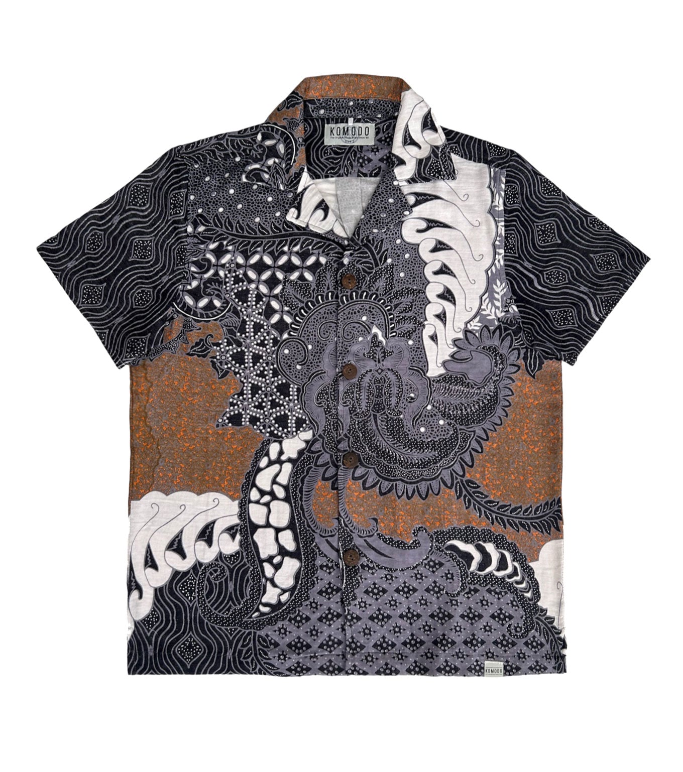 Komodo Men's Spindrift - Organic Cotton Shirt Steel Blue Bali Batik