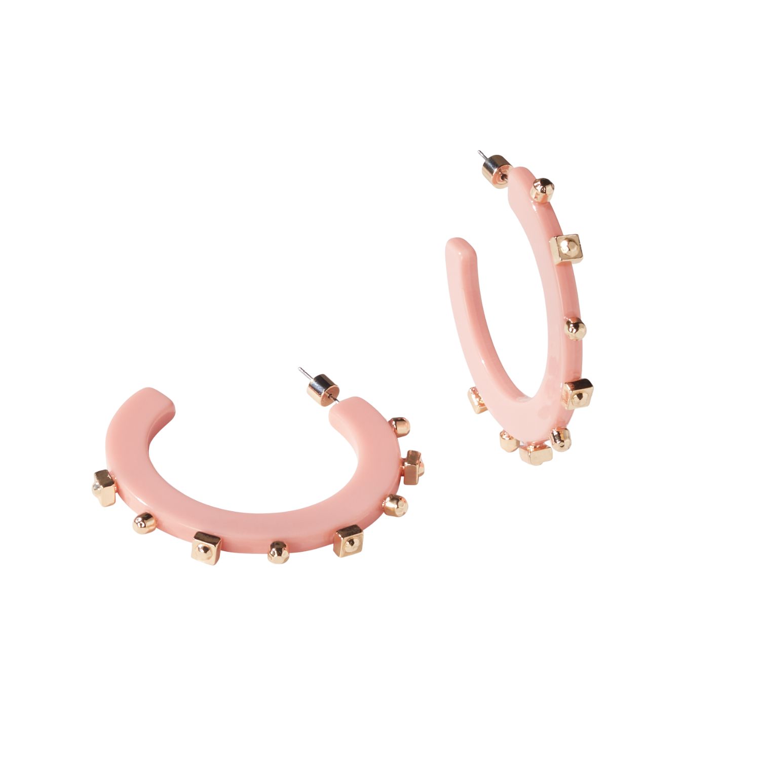 Smith & Co. Jewel Design Women's Pink / Purple Solid Small Jewel Hoop - Salmon