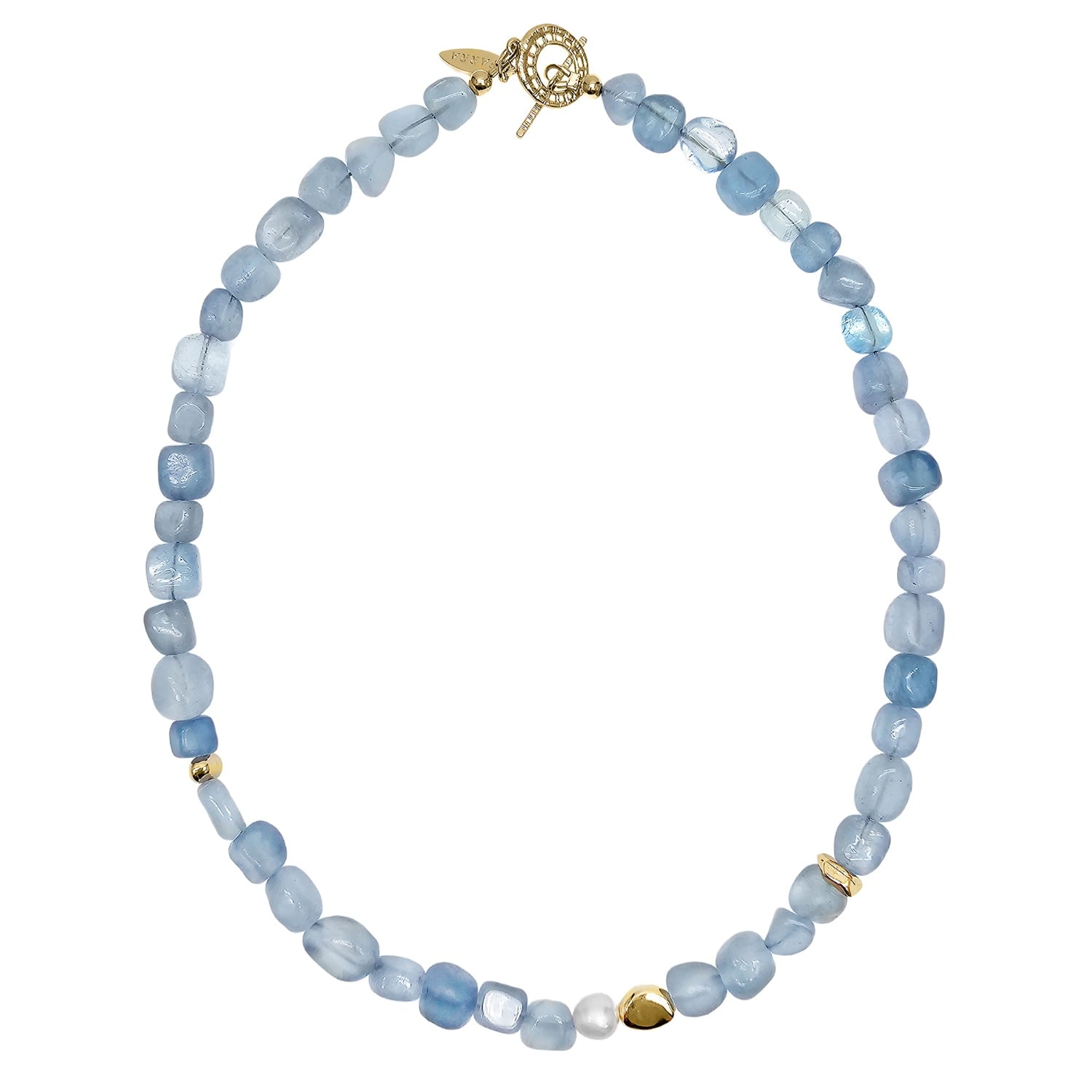 Farra Women's Blue Free Style Irregular Aquamarine Modern Necklace