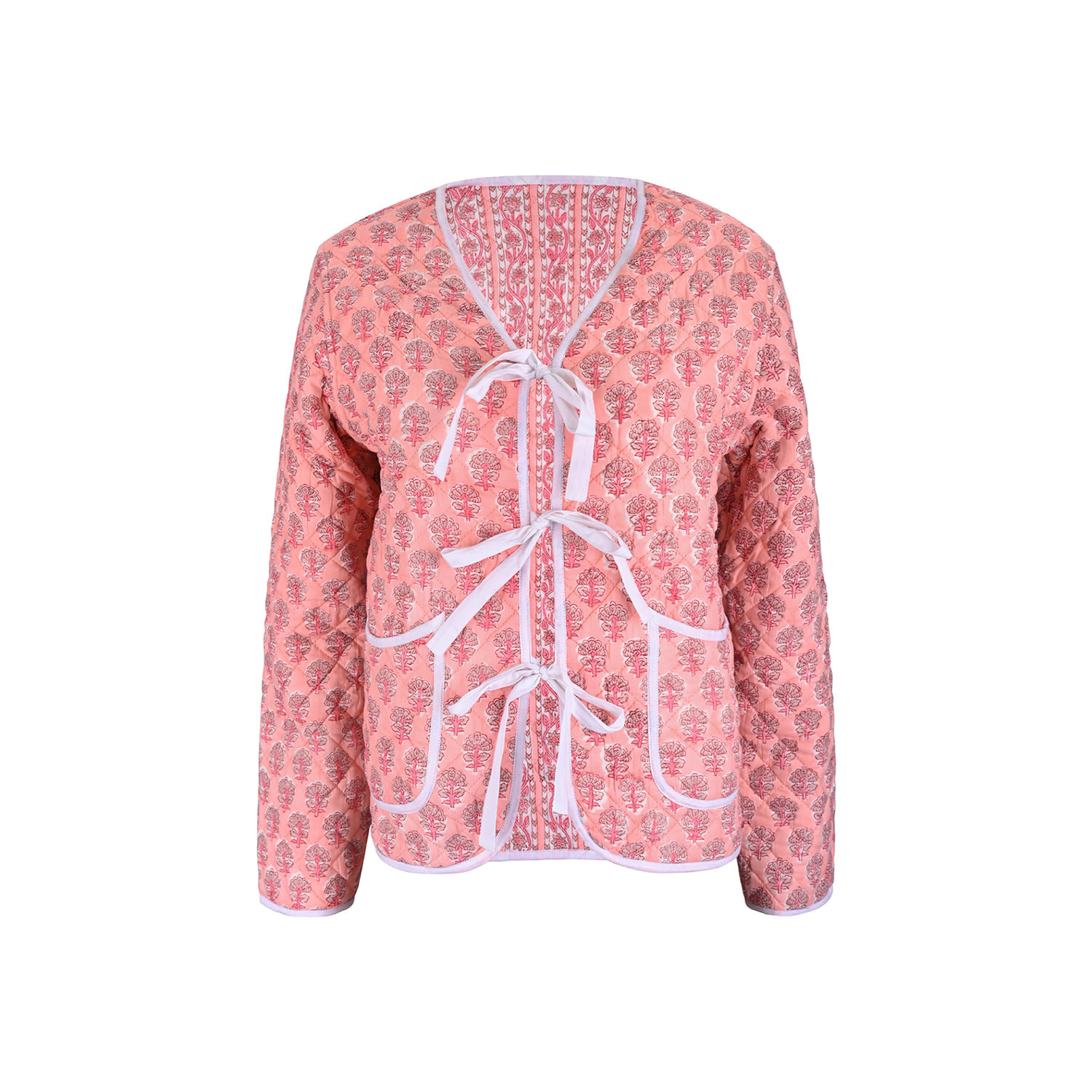 Women's Pink / Purple Fleur Reversible Hand Block Print Cotton Jacket | S/M | Echo of Pink