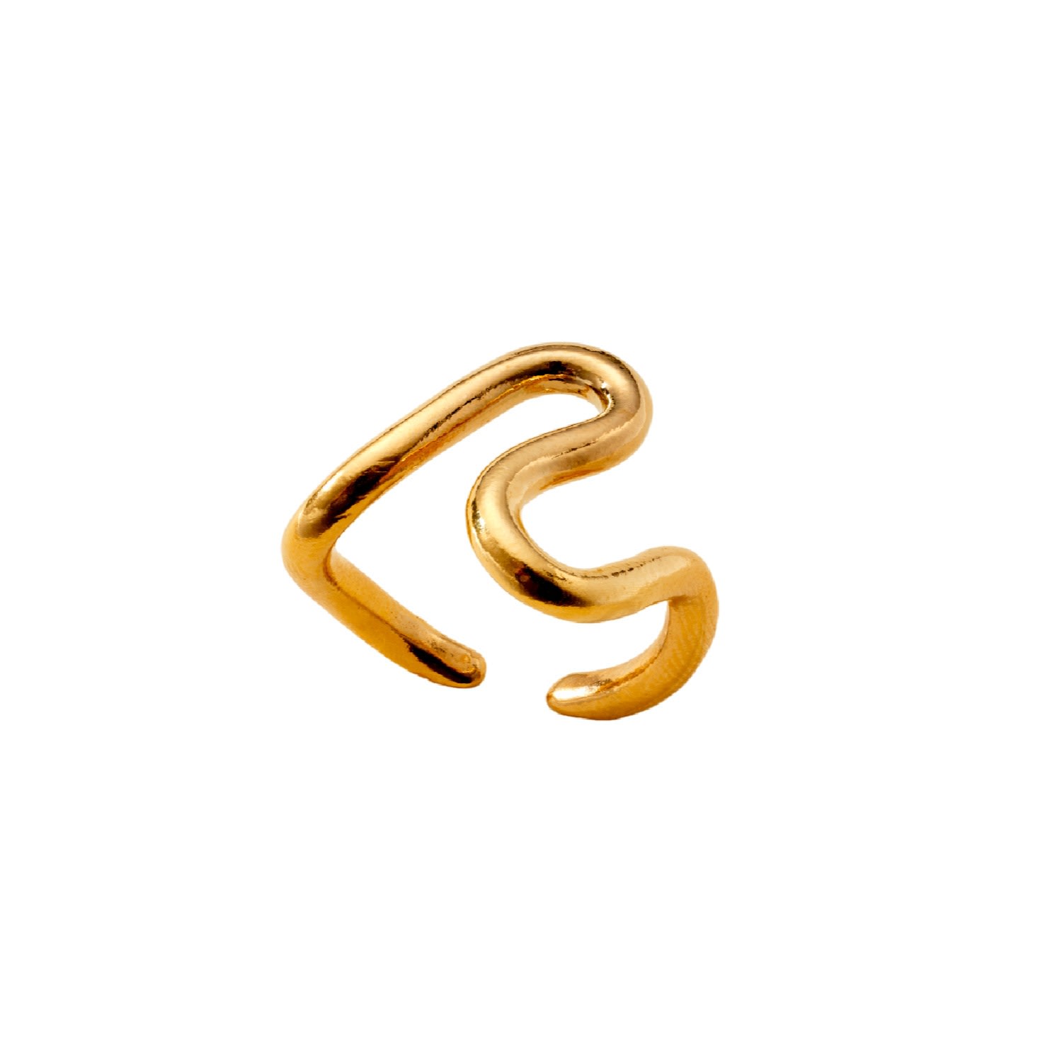 Women’s Yellow Gold Plated Squiggle Open Ring Posh Totty Designs