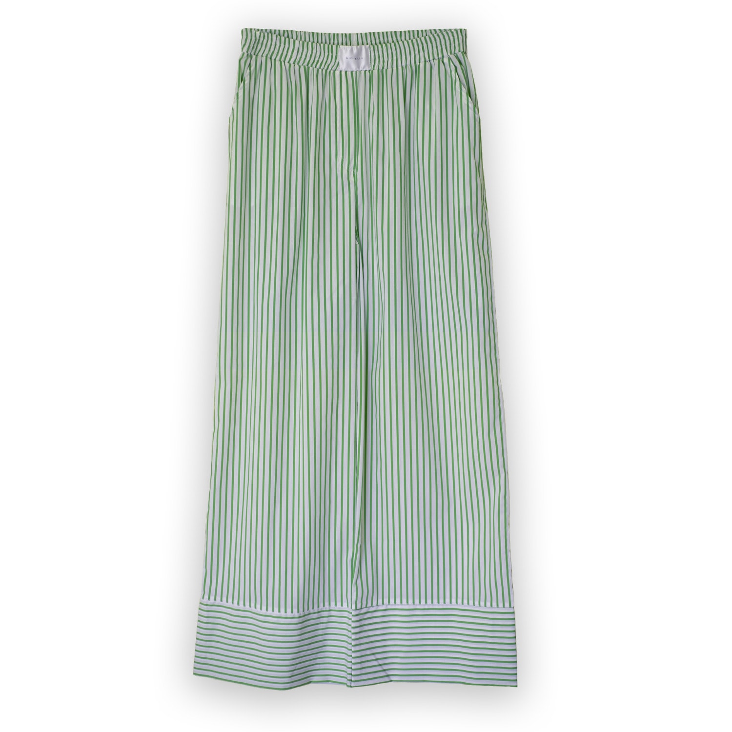Michella Women's Green / White Kyle Cotton Pants - Green In Green/white