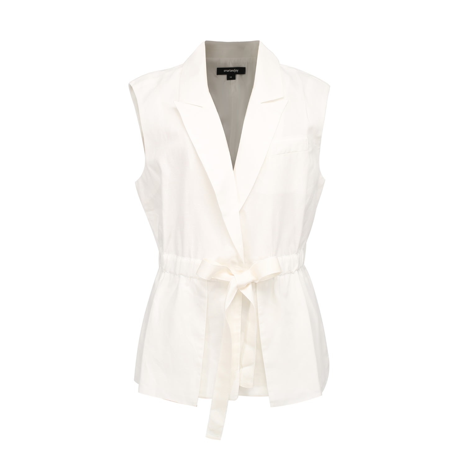 Smart And Joy Women's Waistcoat With Drawstring - White