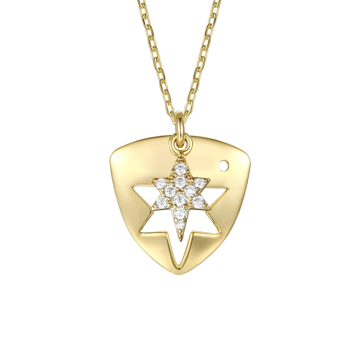 Genevive Jewelry Women's Gold / White Rachel Glauber Gold Plated With Cubic Zirconia Laser-cut 6-pointed Star Triangl In Multi