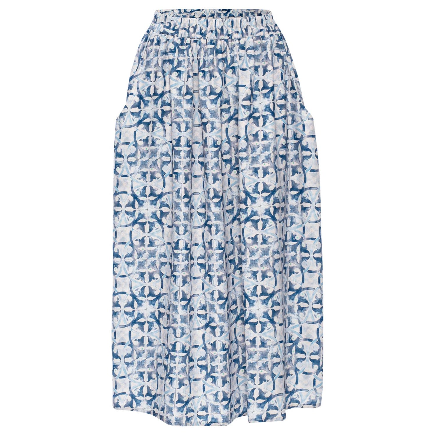 Women’s Blue Mari Tile Pattern Skirt In Indigo S/M Peraluna