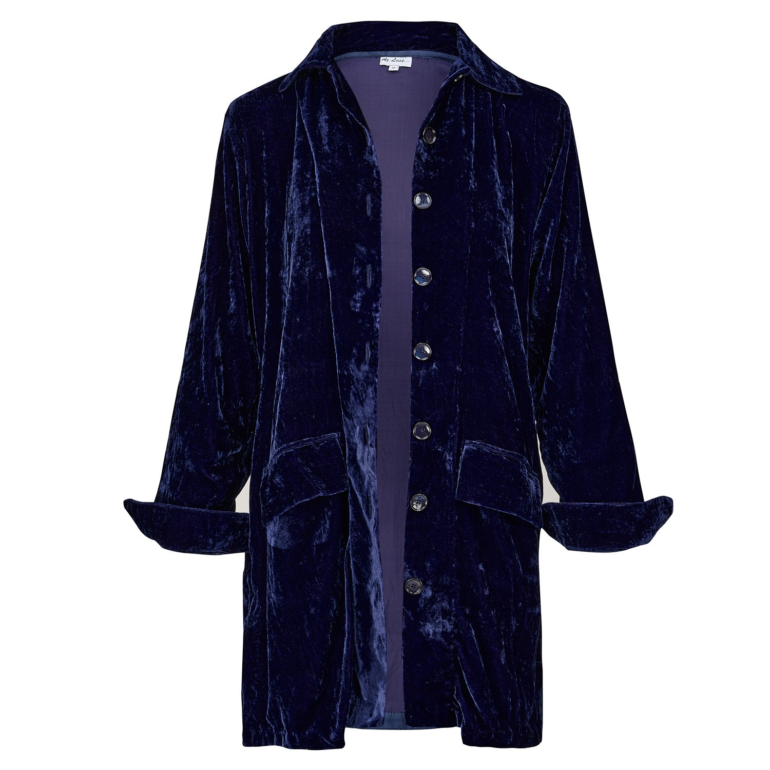 At Last... Women's Blue Kensington Silk Velvet Shirt-jacket In Ink In Blue