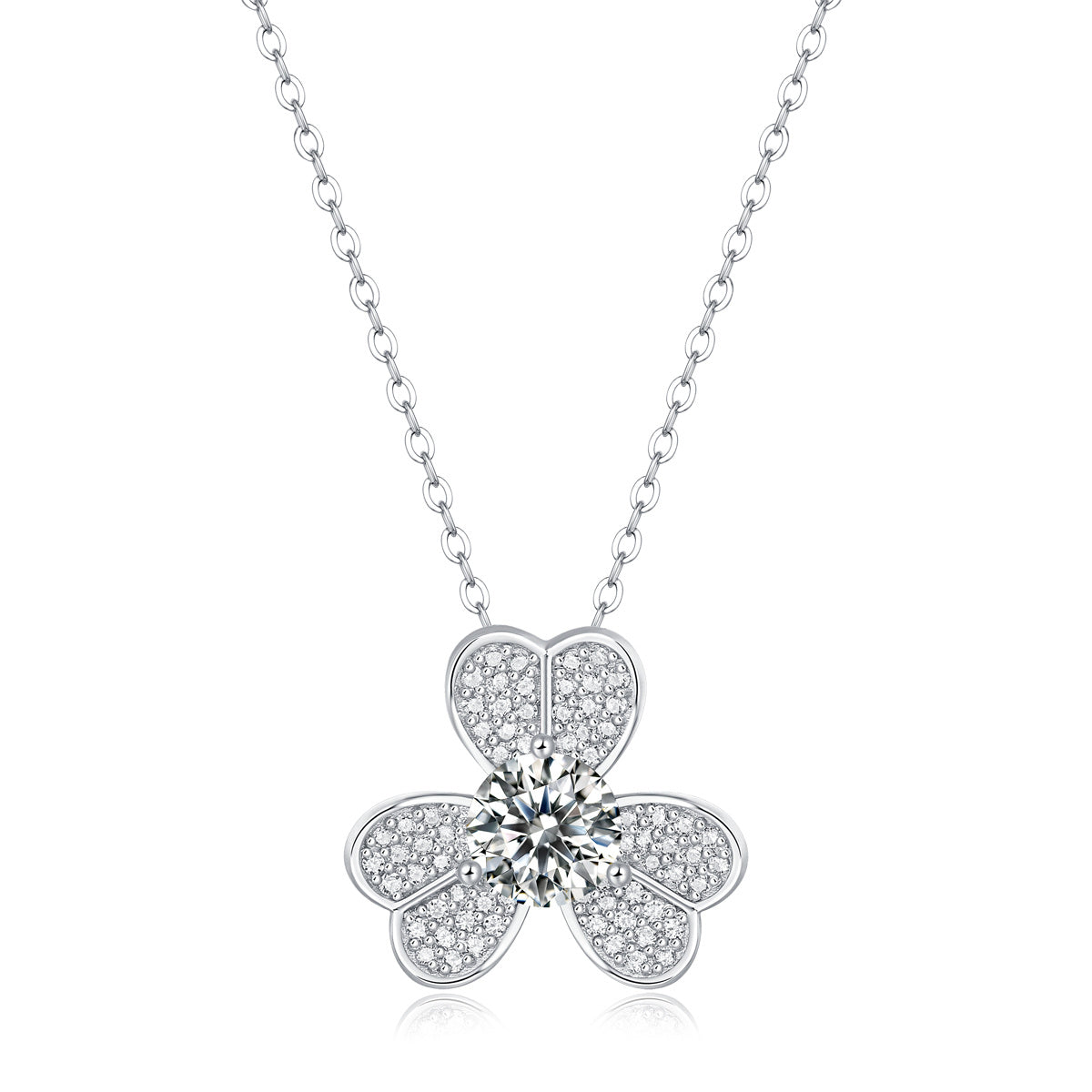 Genevive Jewelry Women's Stella Valentino Sterling Silver White Gold Plated With Lab Created Moissanite French Pave B In White