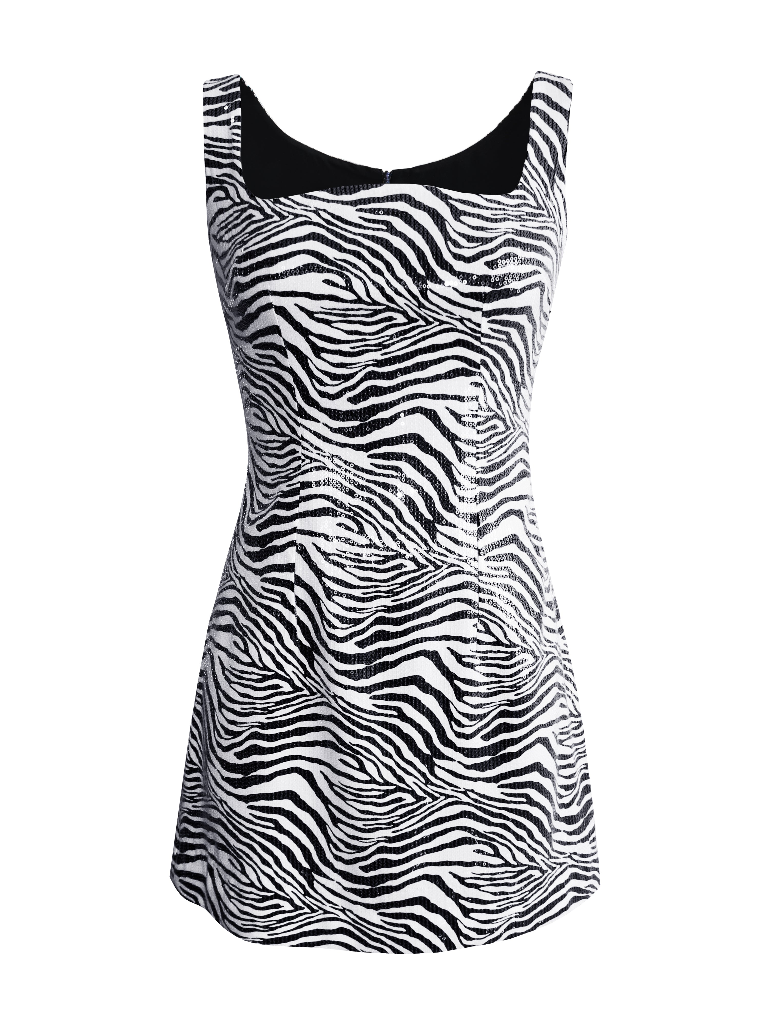 パーティードレス Zebra Print Sequined One-shoulder Dress Sequined Zebra Print Mini Dress | L'MOMO | Wolf & Badger