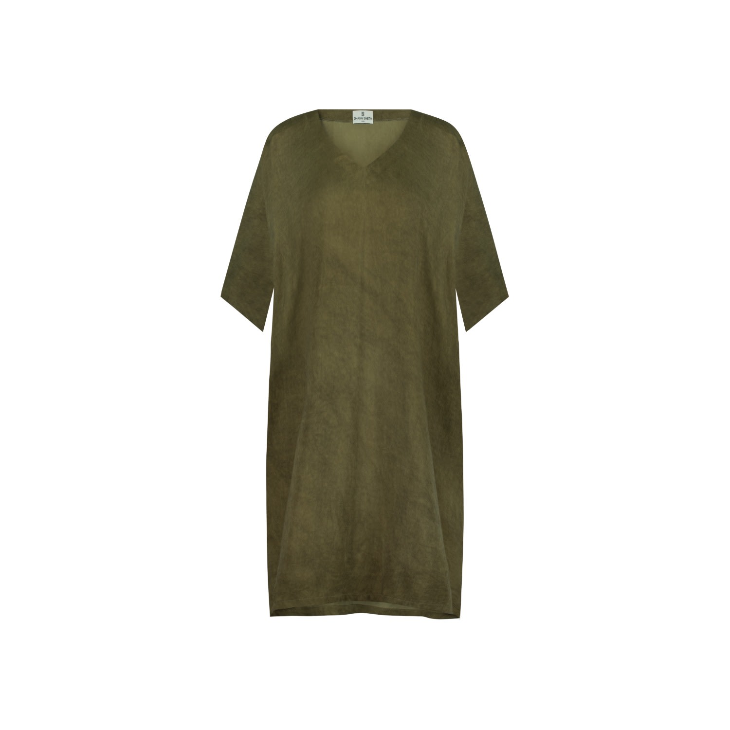 Women’s Olive Green Plain Short Kaftan Dress Medium Dhara Sheth Dubai