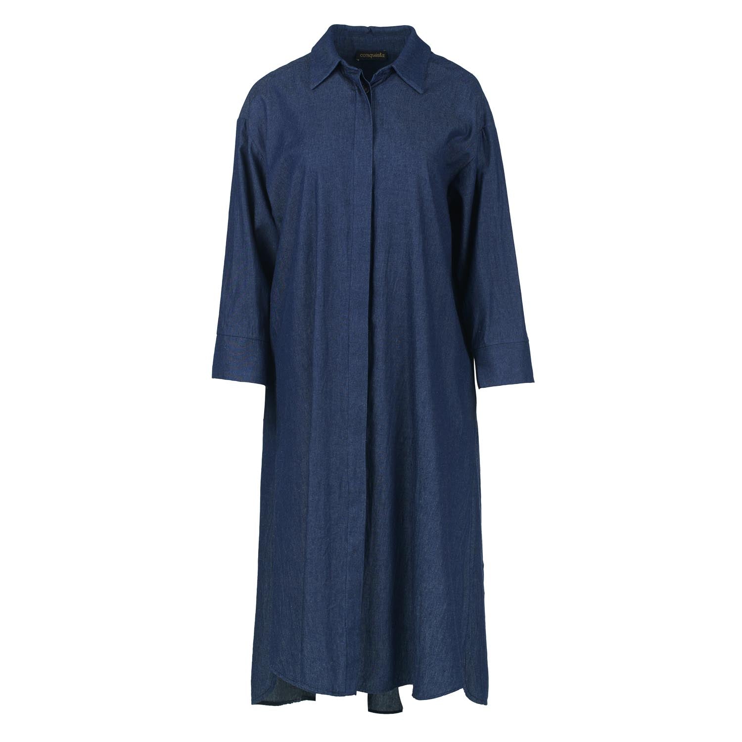 Women’s Blue Indigo Midi Dress With Side Slits Medium Conquista