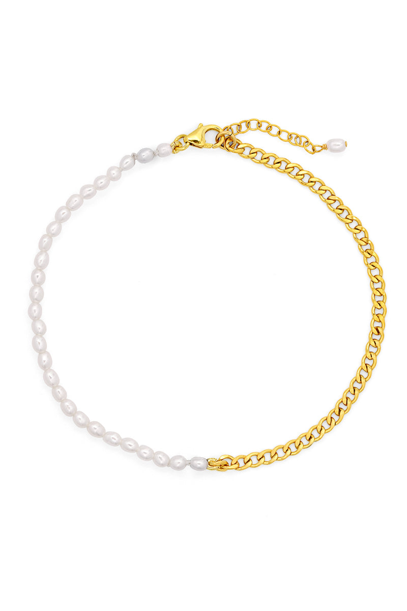 Women’s Dahlia Gold Chain & Pearl Anklet Naiia