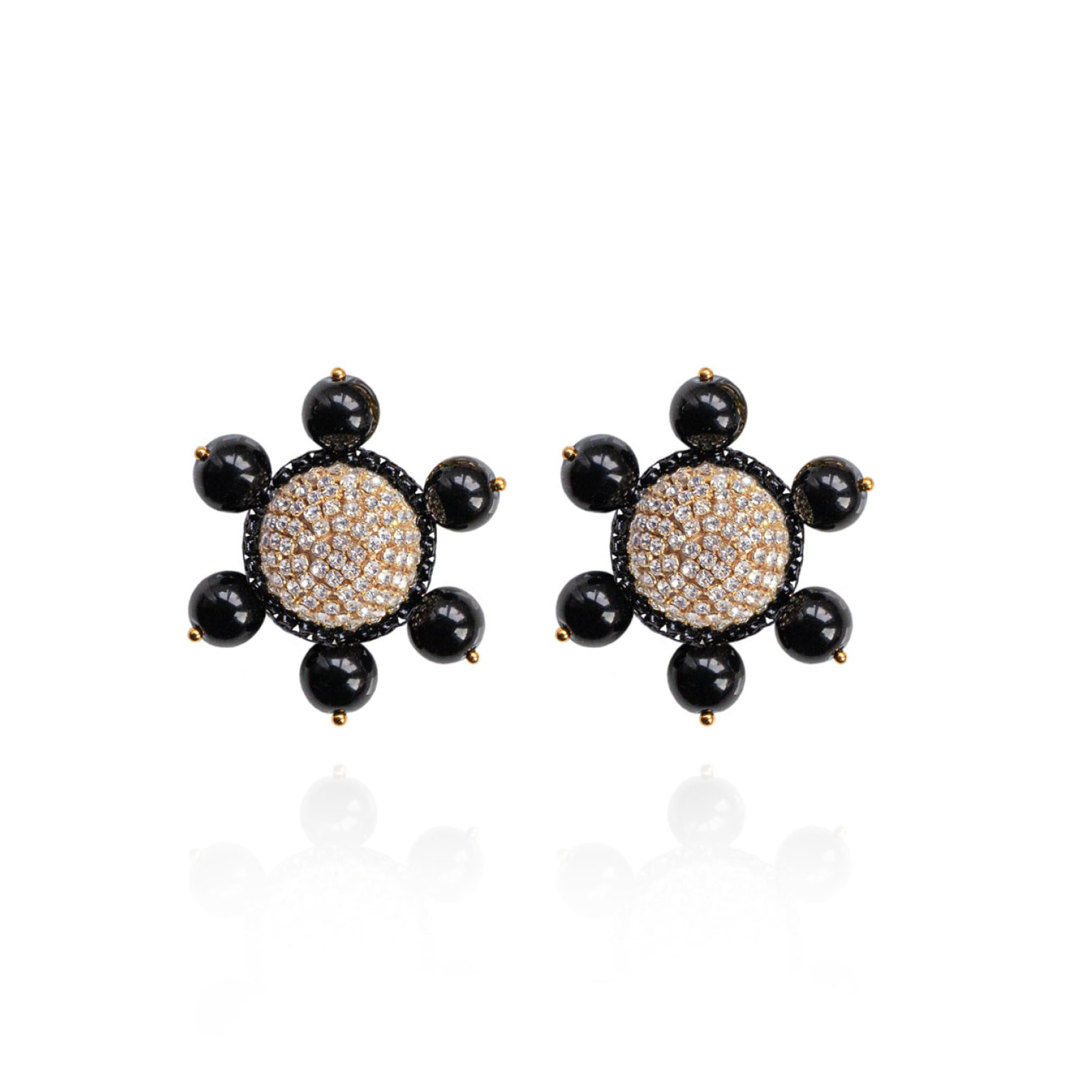 Saule Label Women's Gold / Black Jolie Clip On Earrings In Slick Black