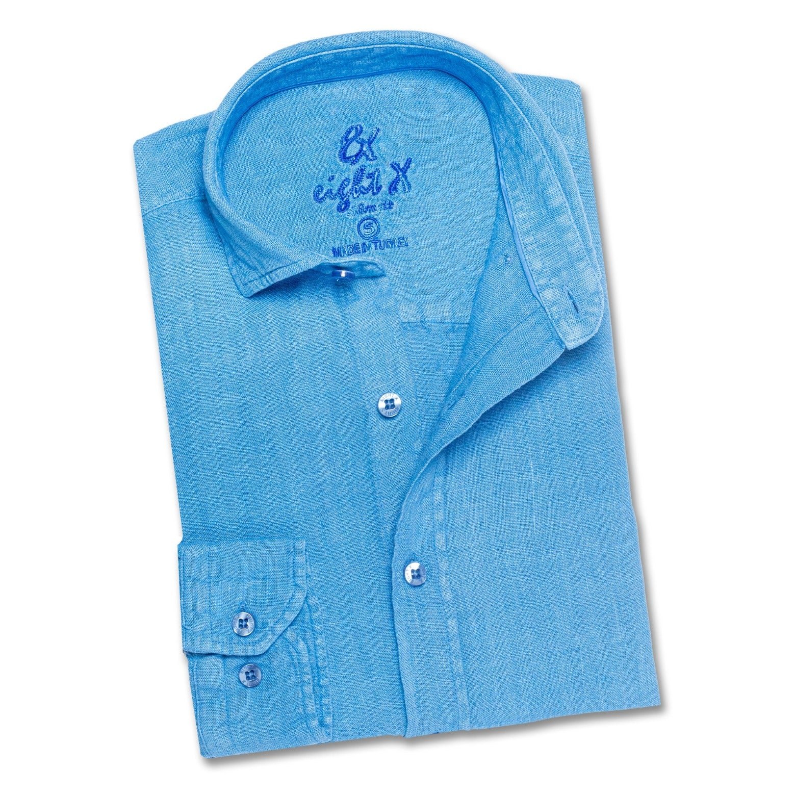 Eight X Men's Linen Button Down Shirt - Cerulean Blue