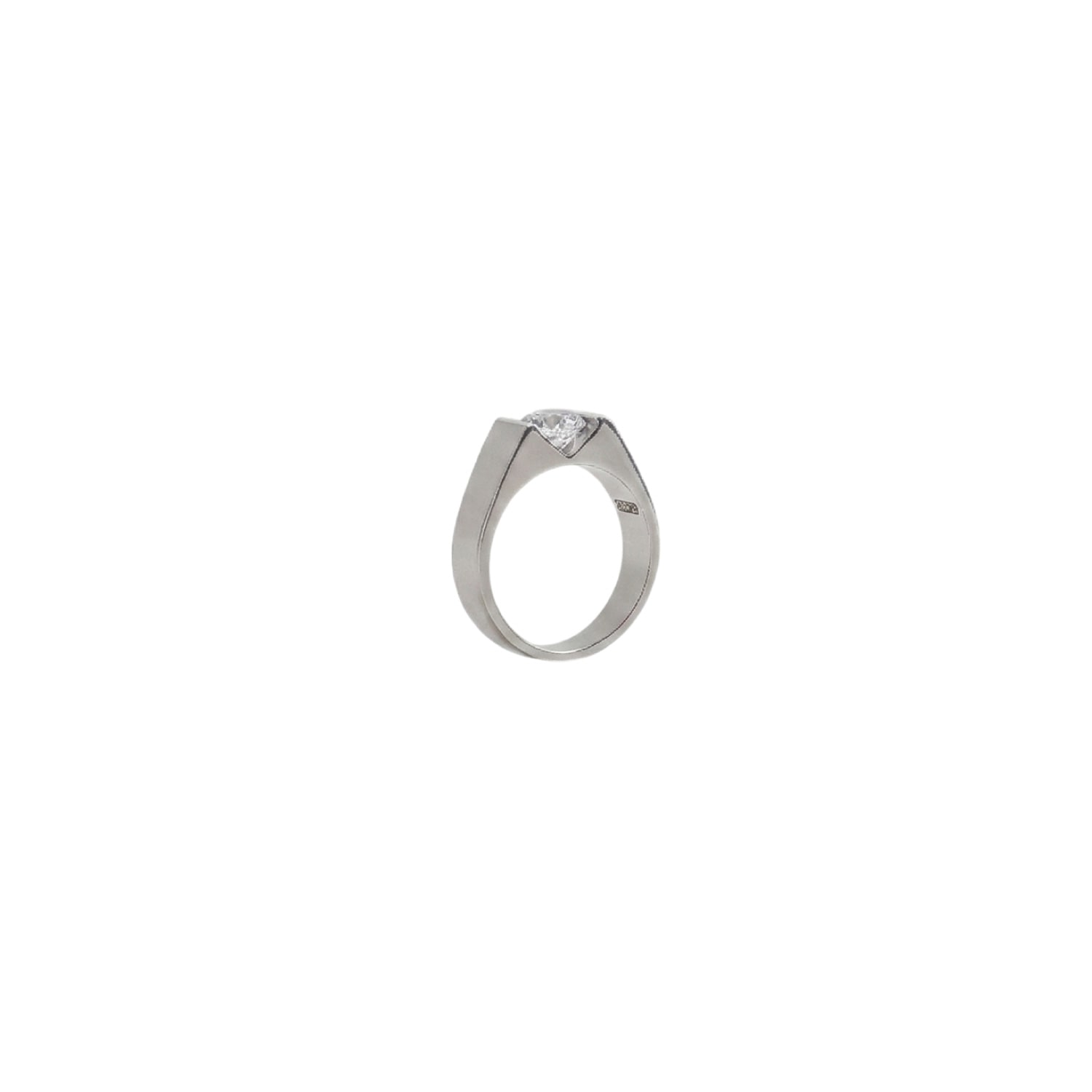 Gutta Design Women's White Valley Ring Rhodium Plated
