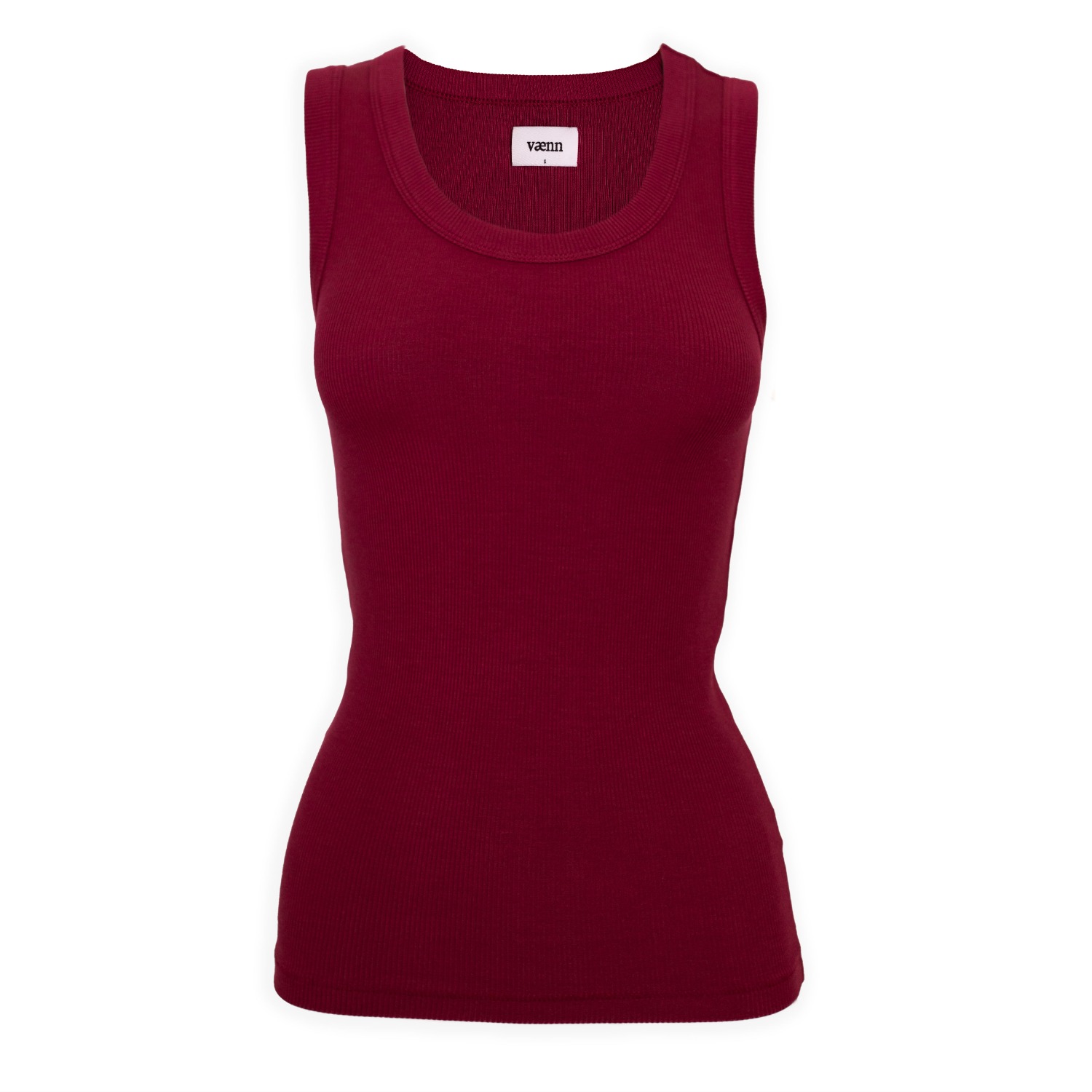 Vænn Women's Red Rib Scoop Neck Tank Raisin In Red