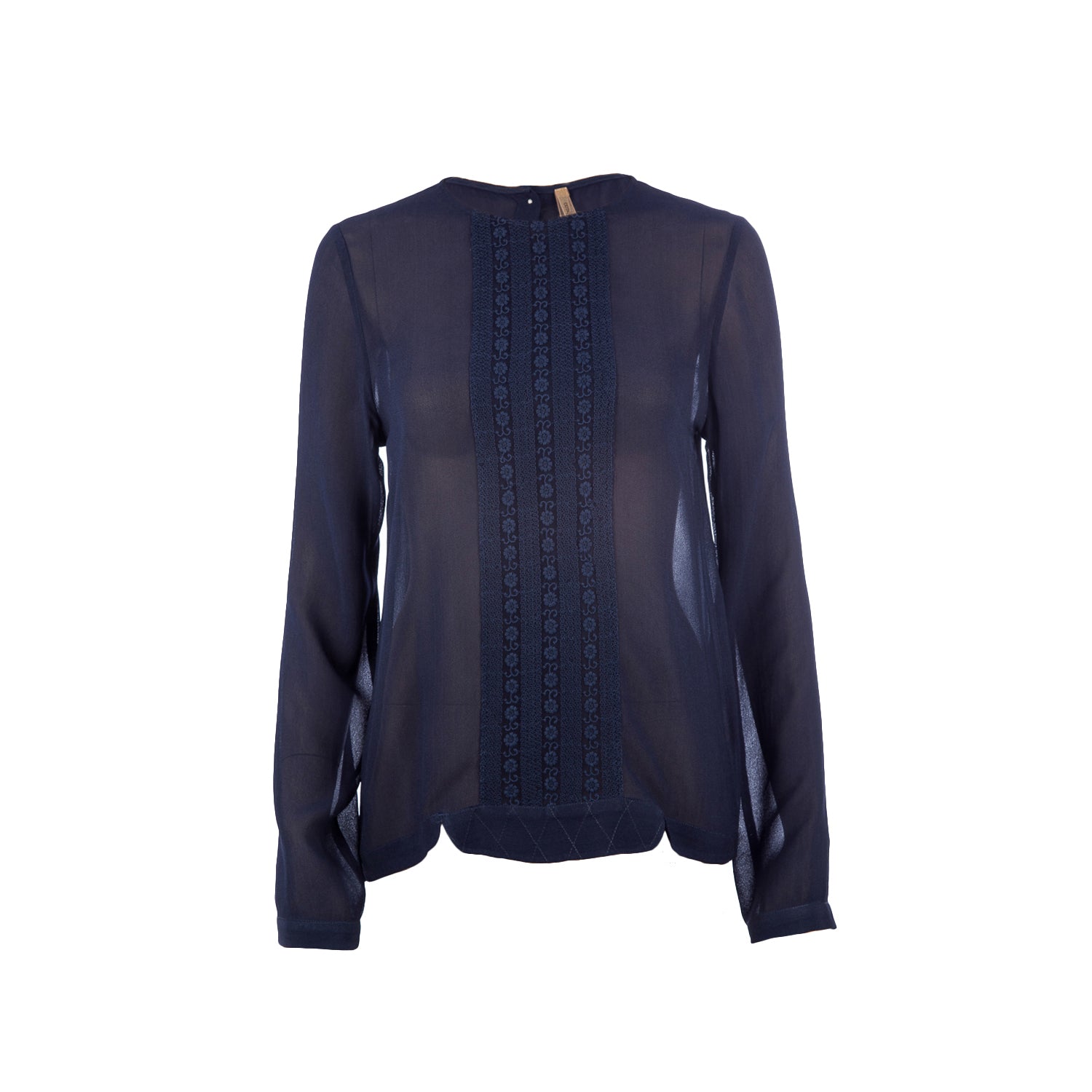 Conquista Women's Blue Sheer Ethnic Style Top Navy In Blue