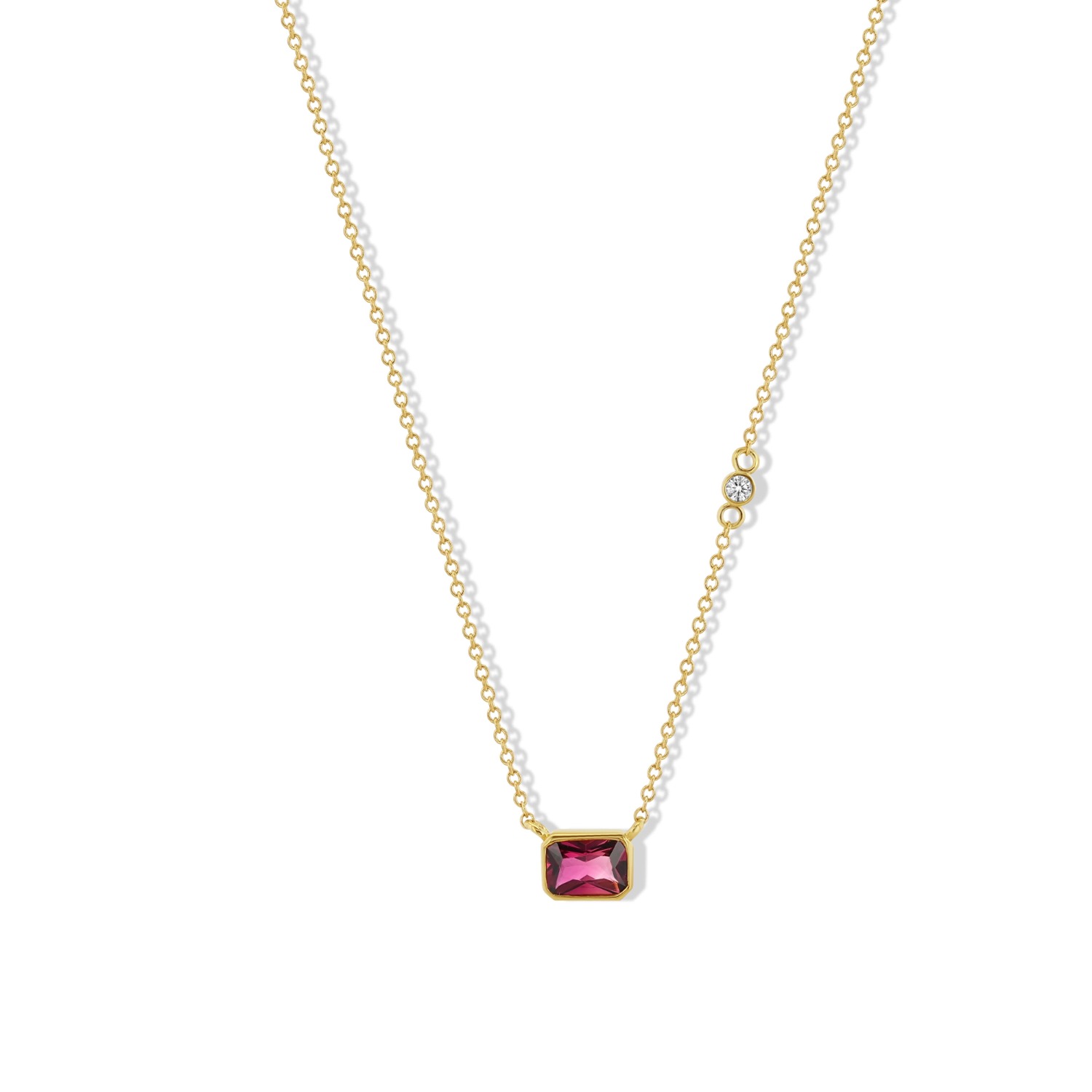 Jewelbird Women's Gold / Pink Pink Tourmaline And Diamond Necklace In Multi