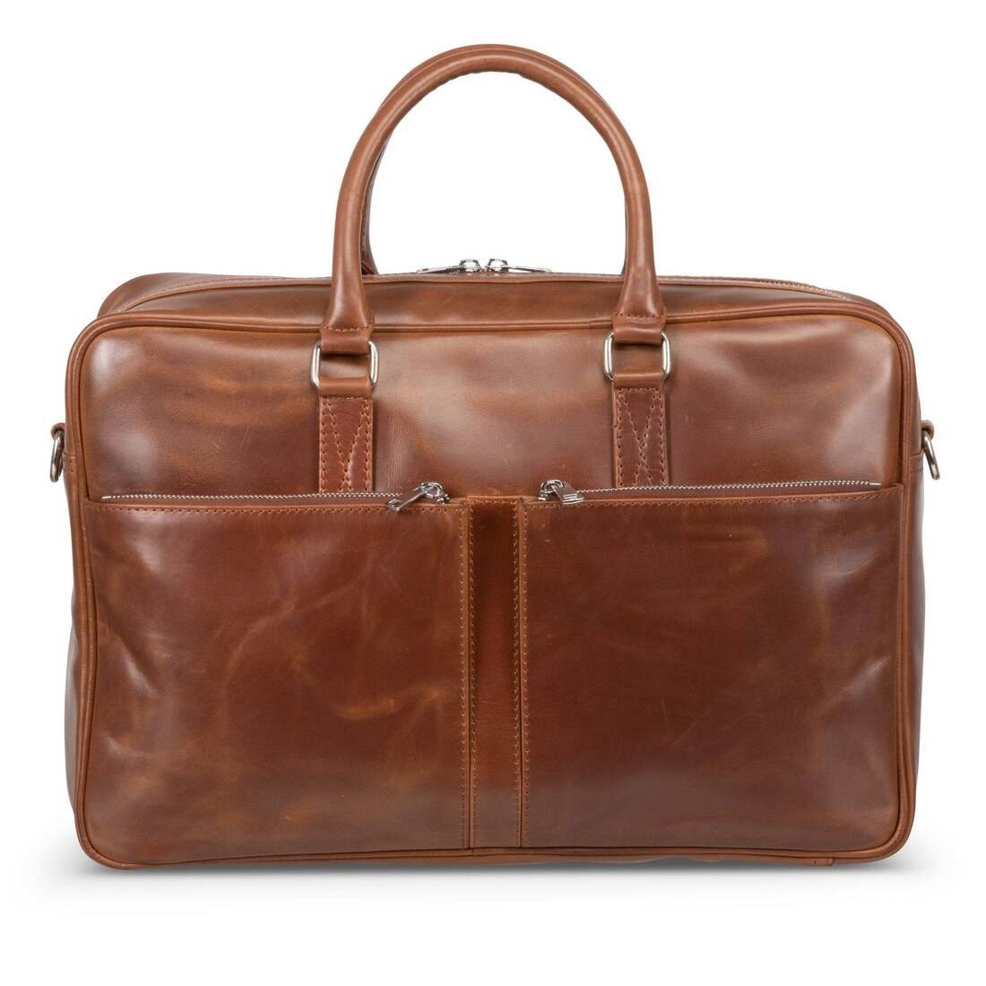 Hides Leather Co. Men's Brown Genuine Leather Laptop Bag, Trolley Sleeve Business Briefcase