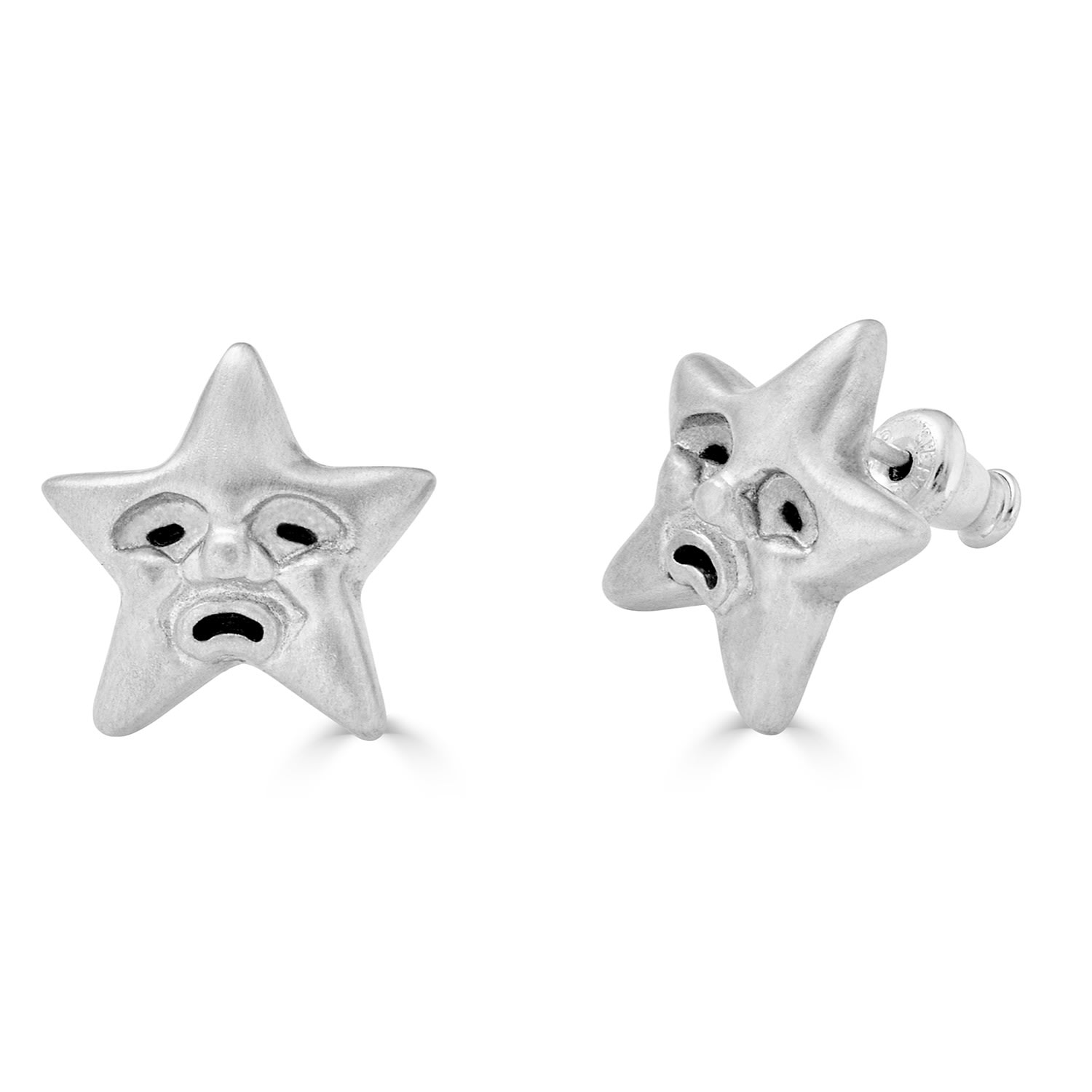 Women’s Silver Starface Earrings Puckr
