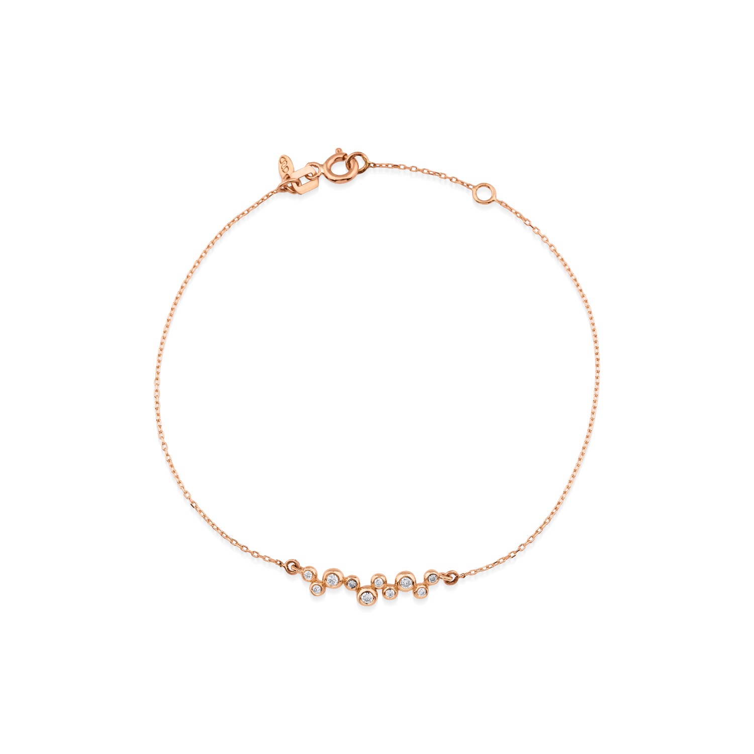 Melez Mini Atelier Women's Rose Gold / White / Gold Bubble Bracelet - Solid Rose Gold With Diamonds