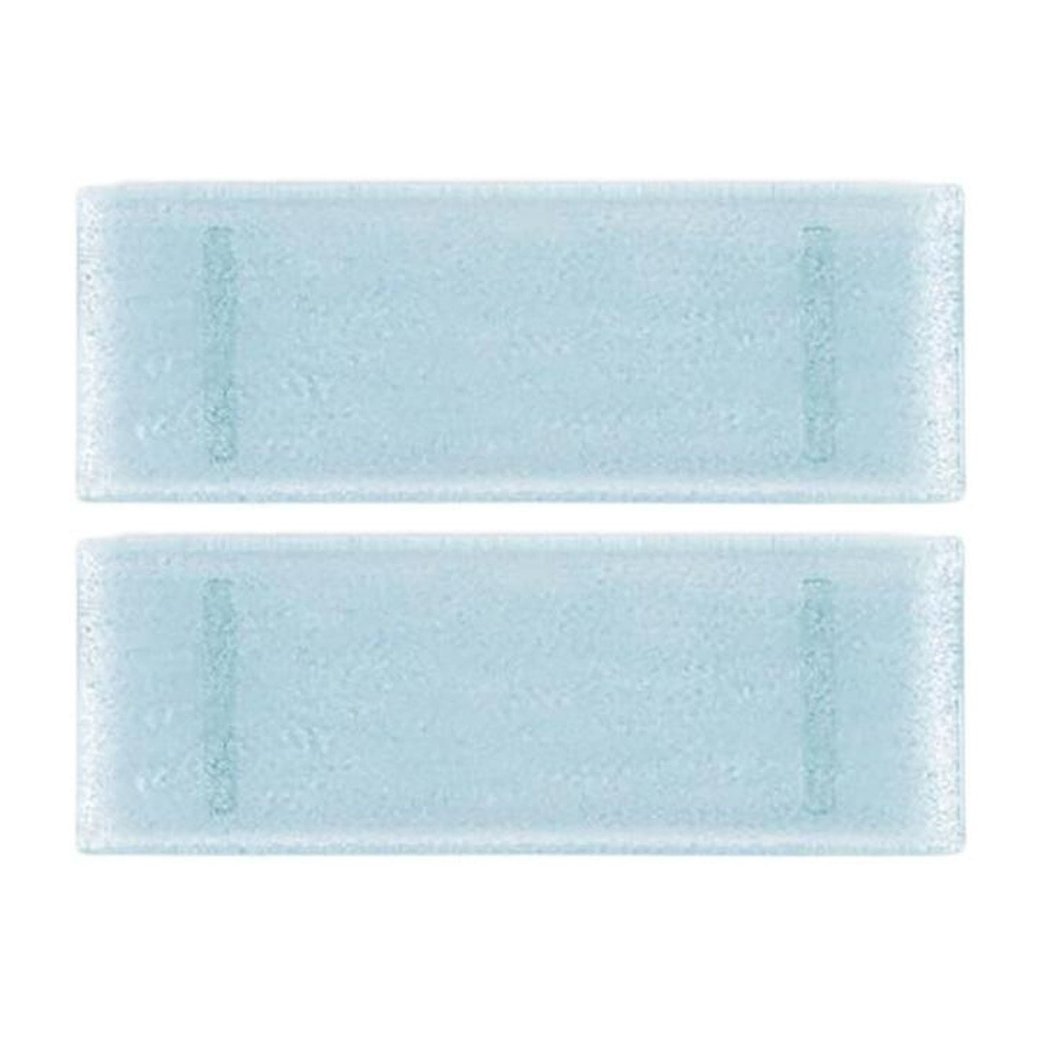 Turgla Home Glass Dinnerware Rectangular Blue Glass Platter Set Of Two