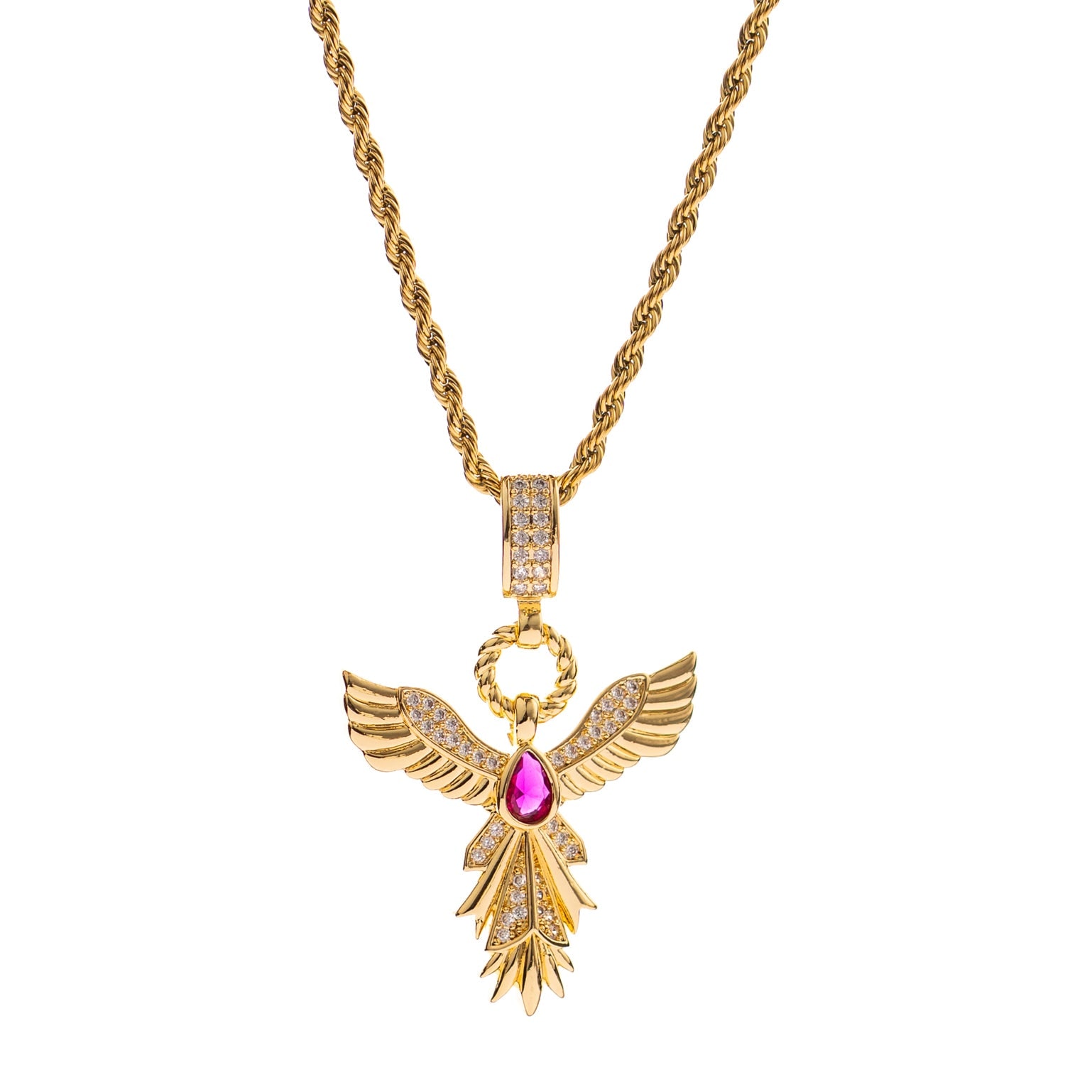Ebru Jewelry Women's Gold / Pink Phoenix Rising Ruby Gold Pendant Necklace - Gold In Gold