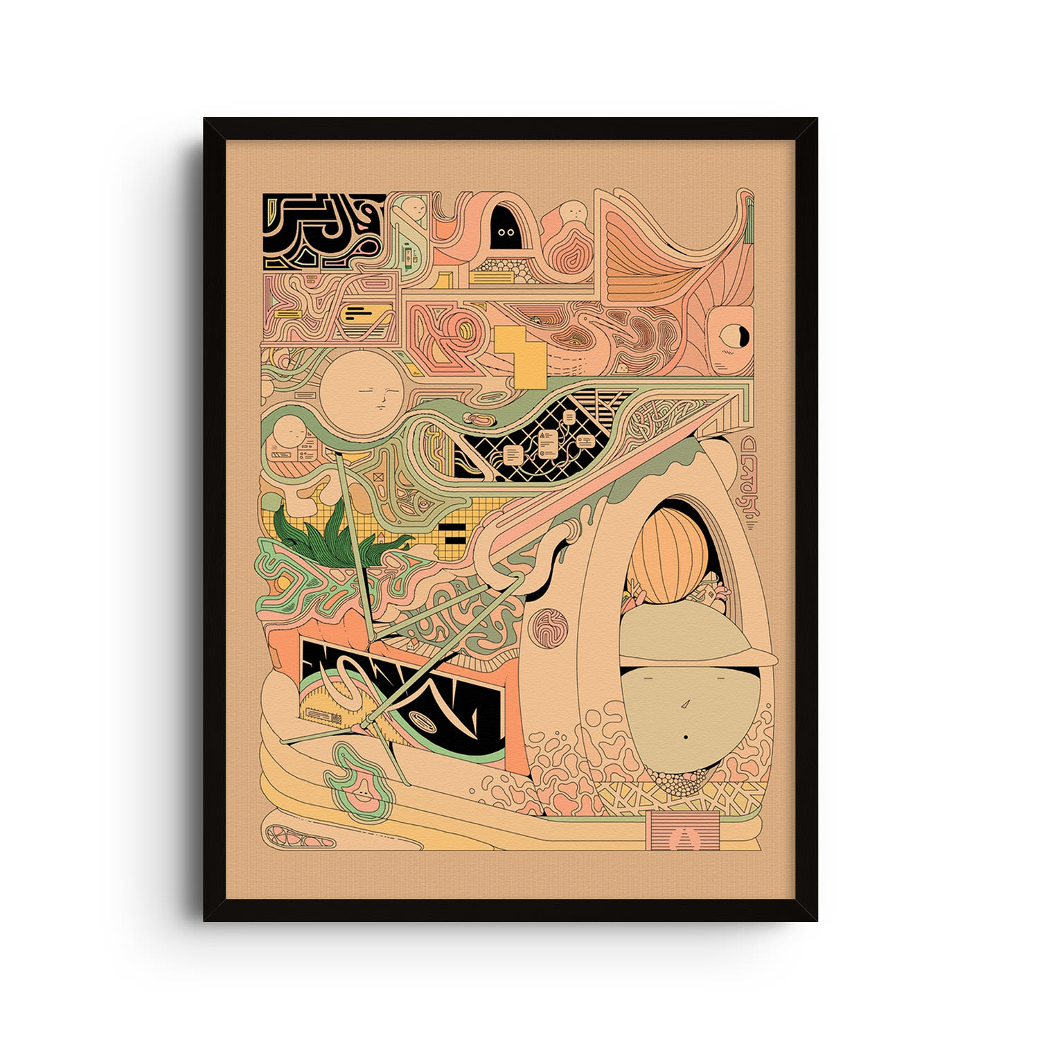 East Side Studio London Neutrals Ashoe - Abstract Illustration Art Print - Small