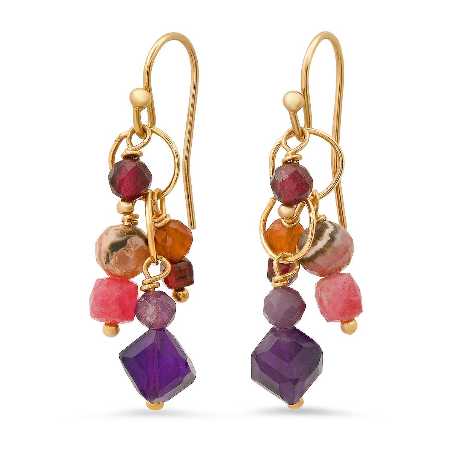 Soul Journey Jewelry Women's Pink / Purple / Red Crown Jewels Earrings In Gold