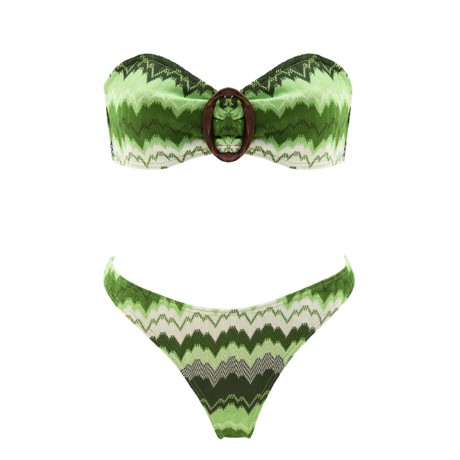 Aulala Paris Women's Green Coastal Forests Bandeau Broderie Bikini In Green