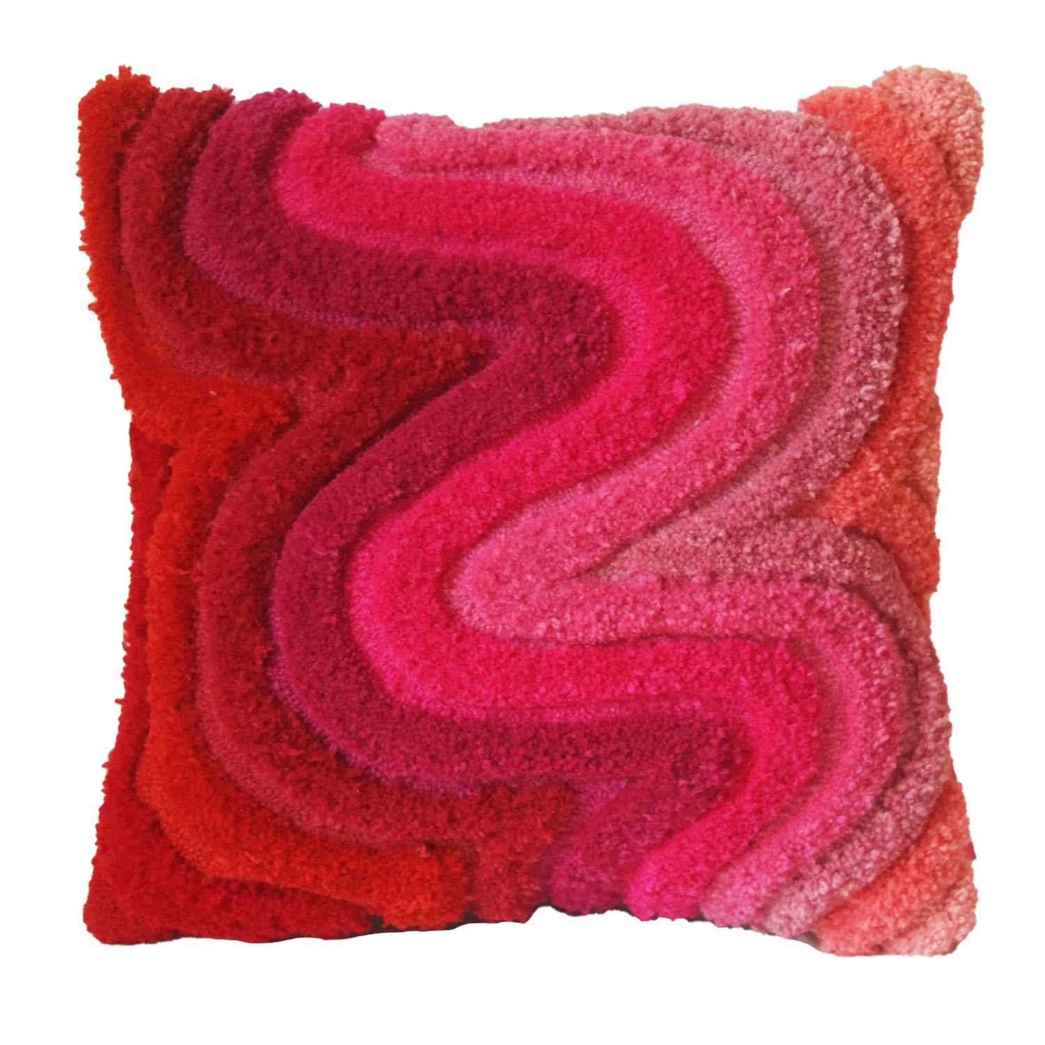 Pink / Purple Colourful Tufted Cushion - Pink & Rouge Wavy Ellie Pearce Textiles