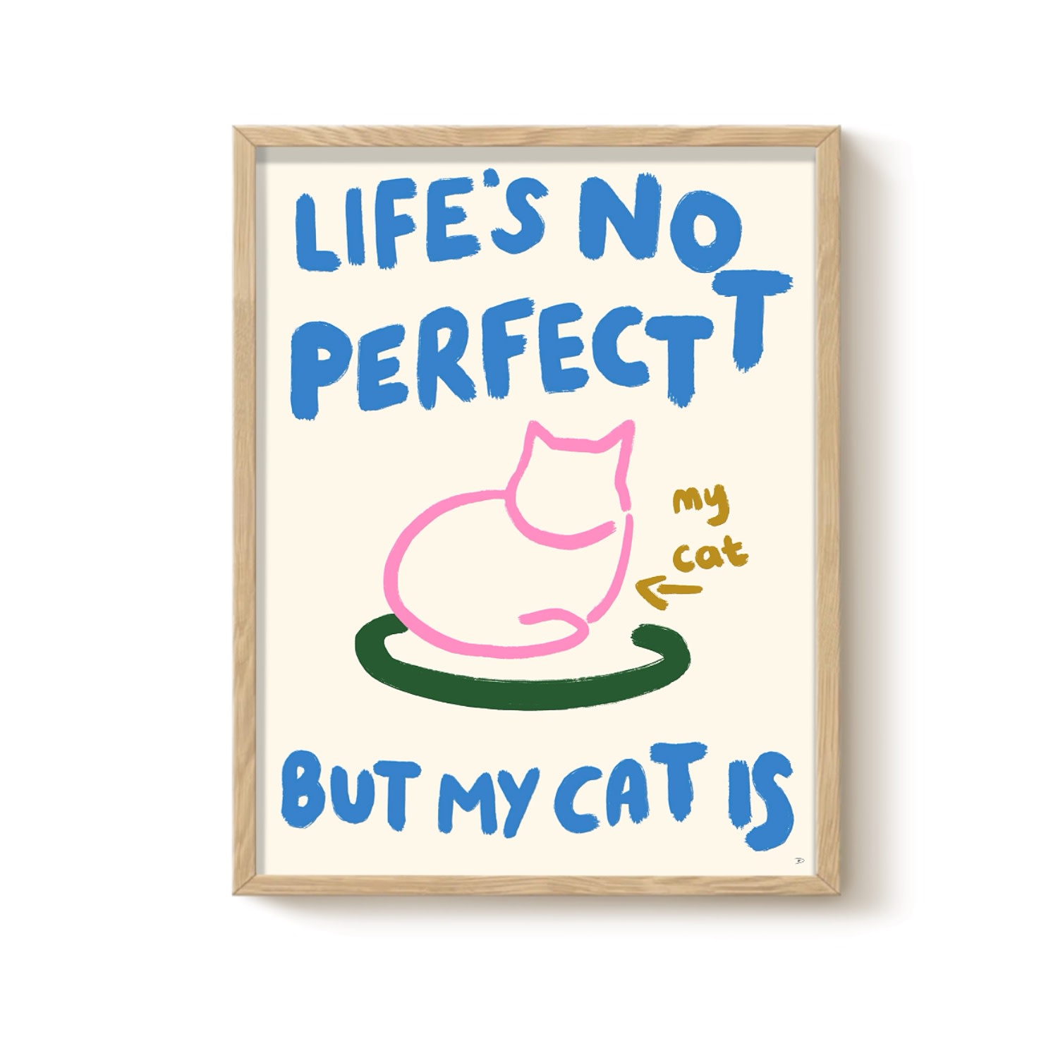 The Paper Tail Blue / Pink My Perfect Cat - Art Print - A3 In Multi
