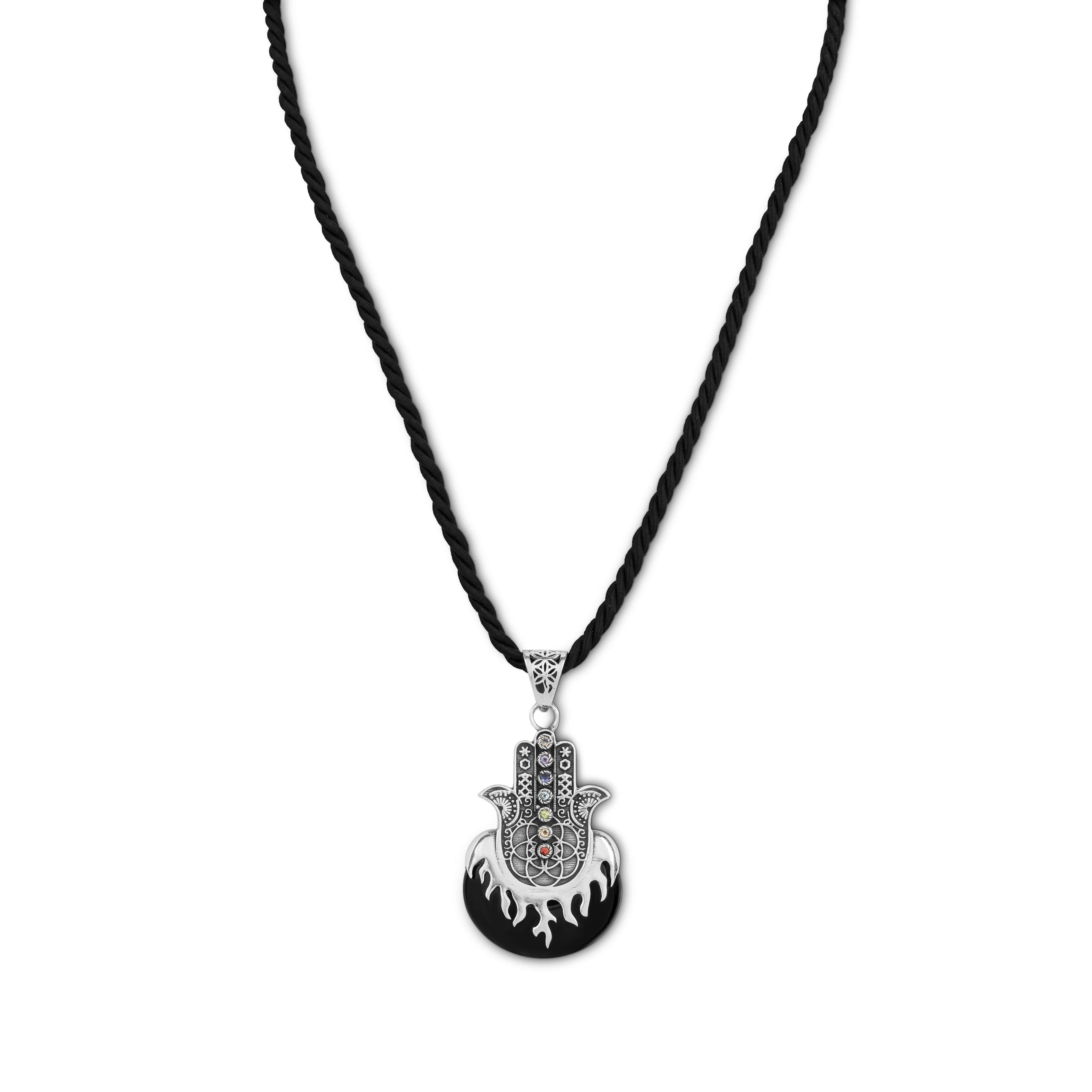 Ware Collective Men's Black / Silver Chakra Hamsa Pendant In Multi