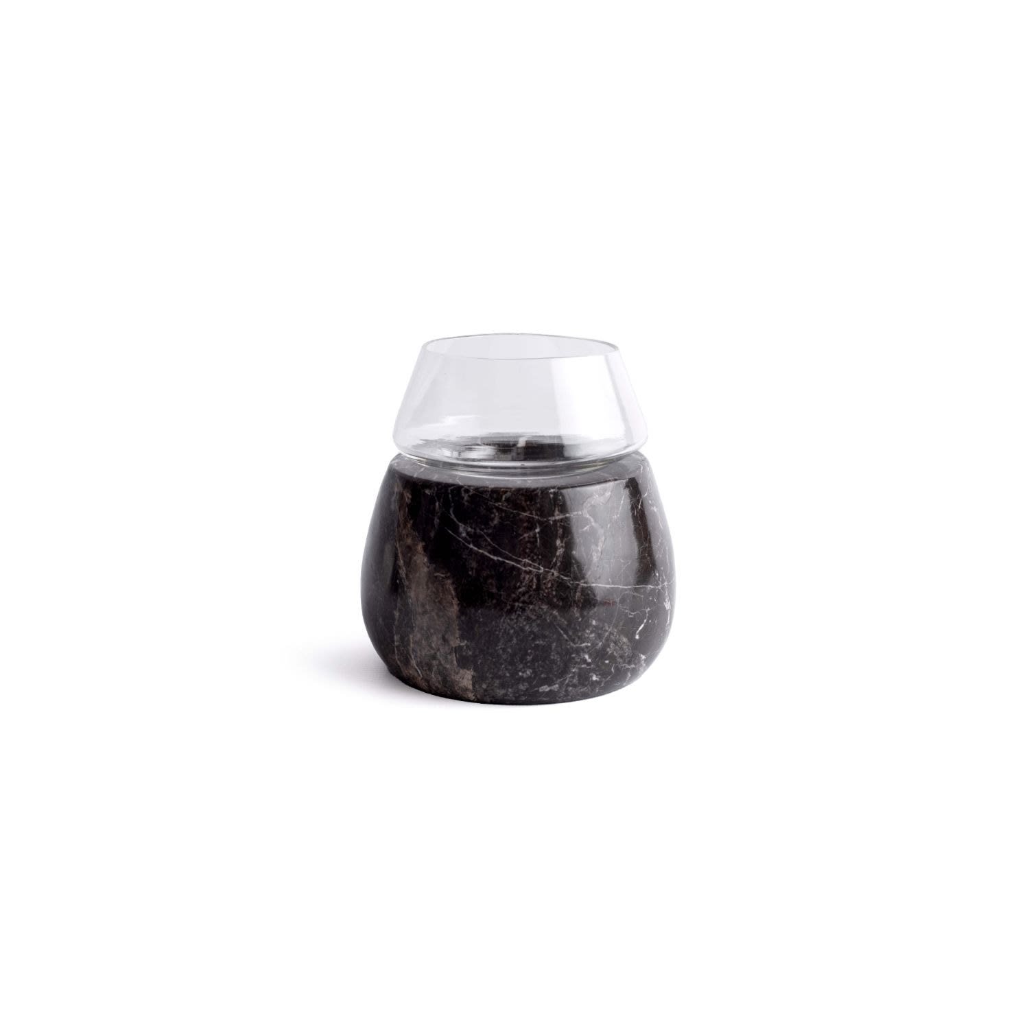 And Jacob Vaina Large Candle Holder Glass - Black Marble In Black
