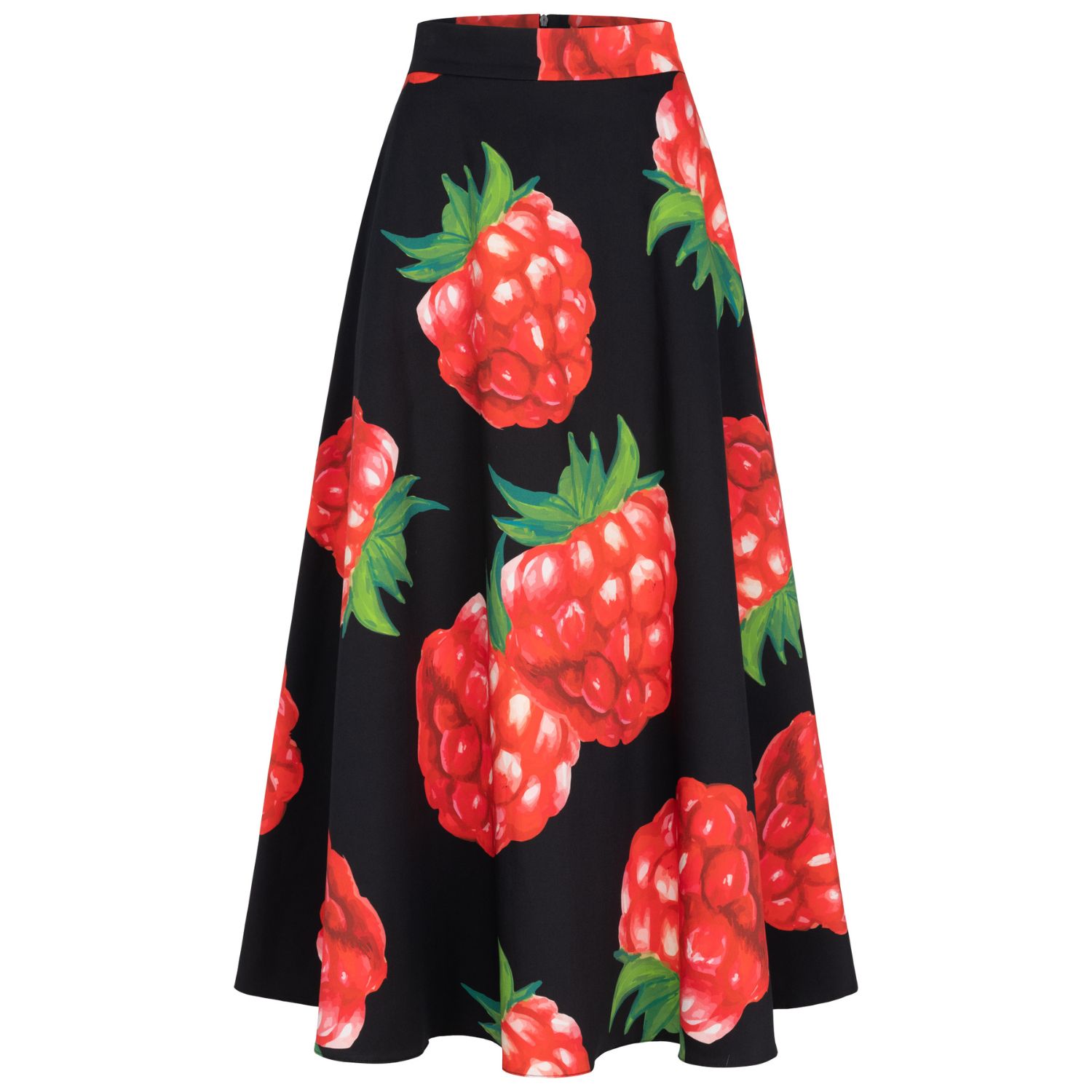 Marianna Déri Women's Maxi Skirt With Raspberry Print Black