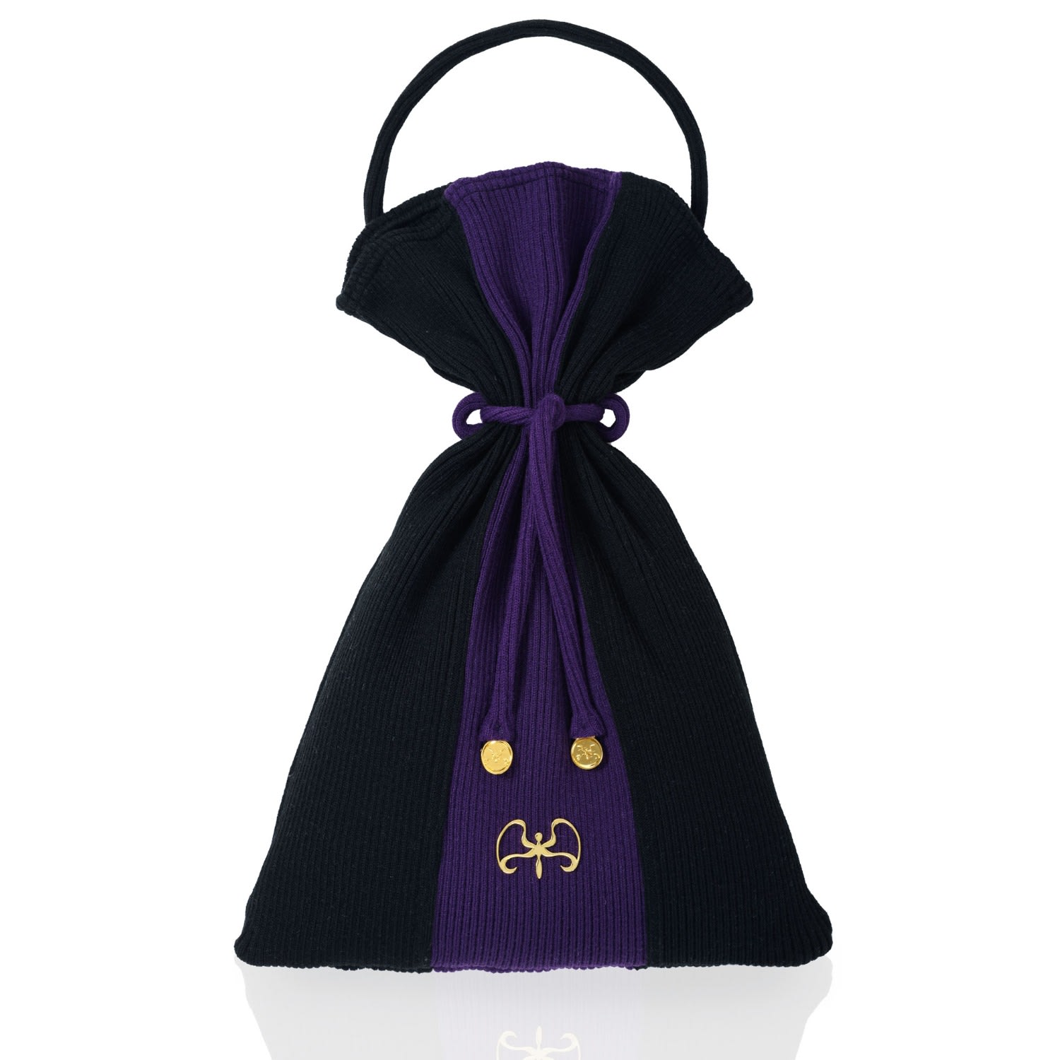 Women’s Black / Pink / Purple Forager - Tie Rib Knit Tote Bag Black Purple Kargede