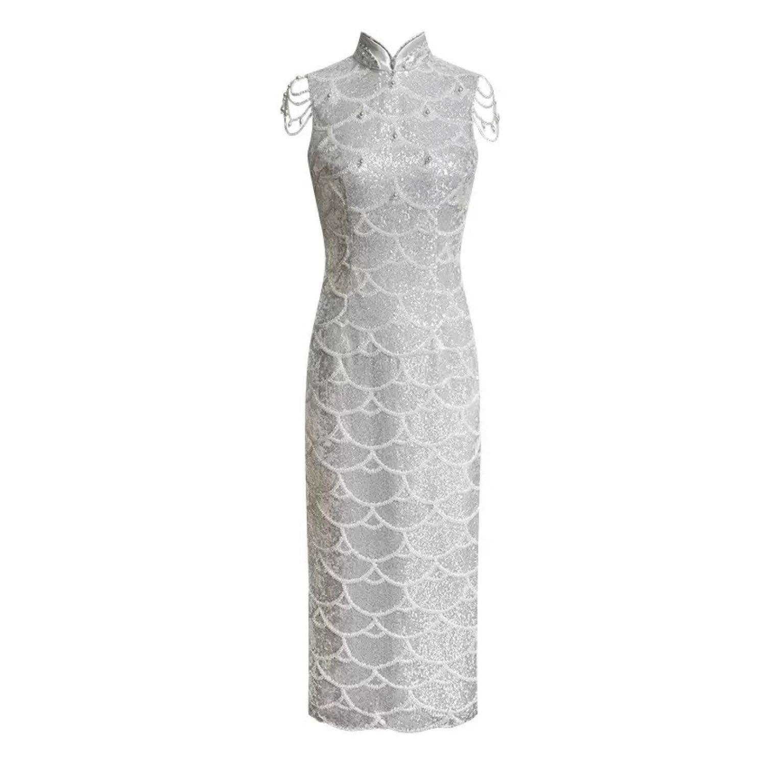 Jiaying Wang Wjy Studio London Women's Embellished Elegant Pearl Dress In White
