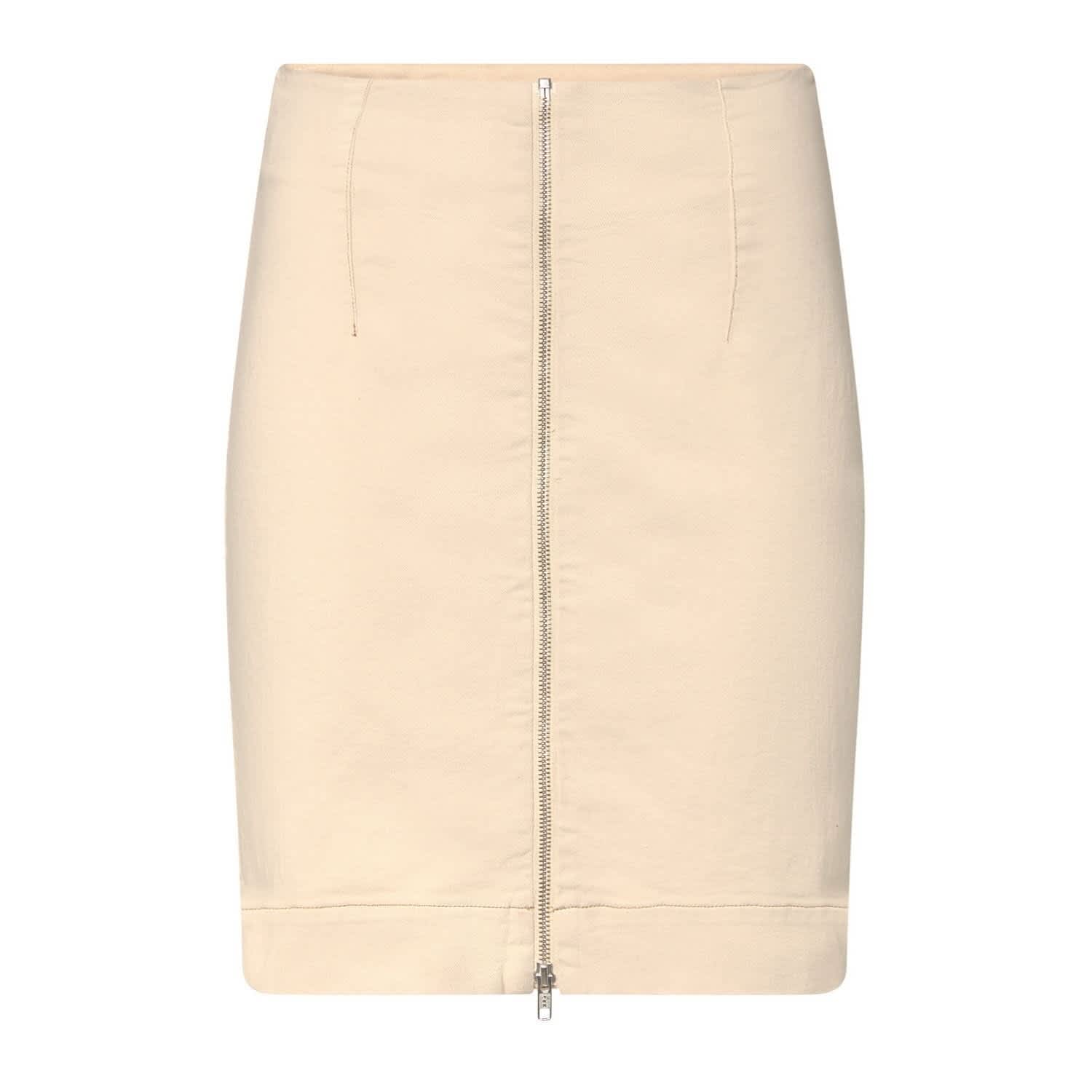 beige denim mini skirt