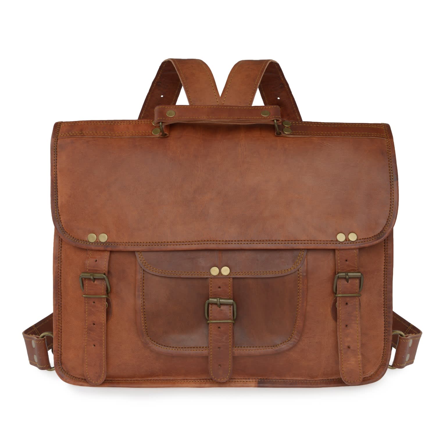 Genuine Leather Backpack Convertible Satchel Vintage Rucksack C UwU Vintage Wine Leather Backpack Purse – Full Grain Convertible  main image 4