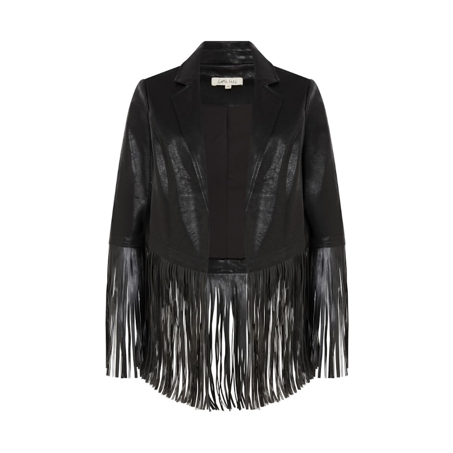 Women's Black Jagger Fringed Faux Leather Jacket | 4Xl | Little Lies